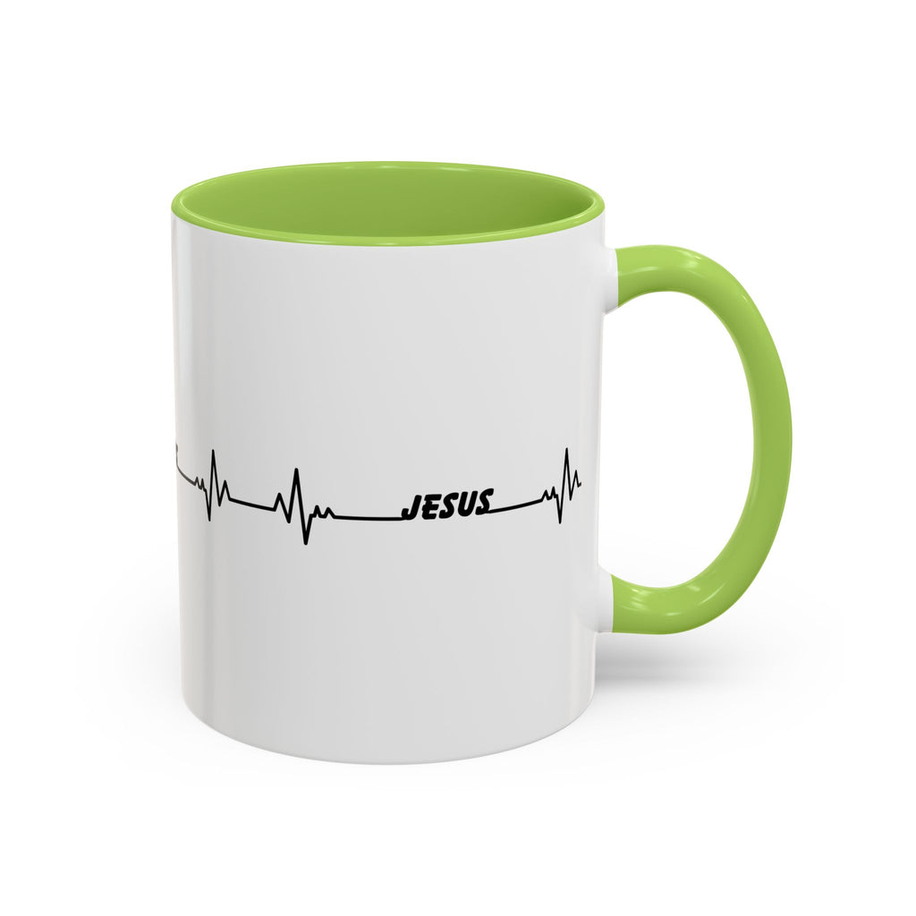 Jesus Heartbeat Accent Coffee Mug — Christian Faith Gift