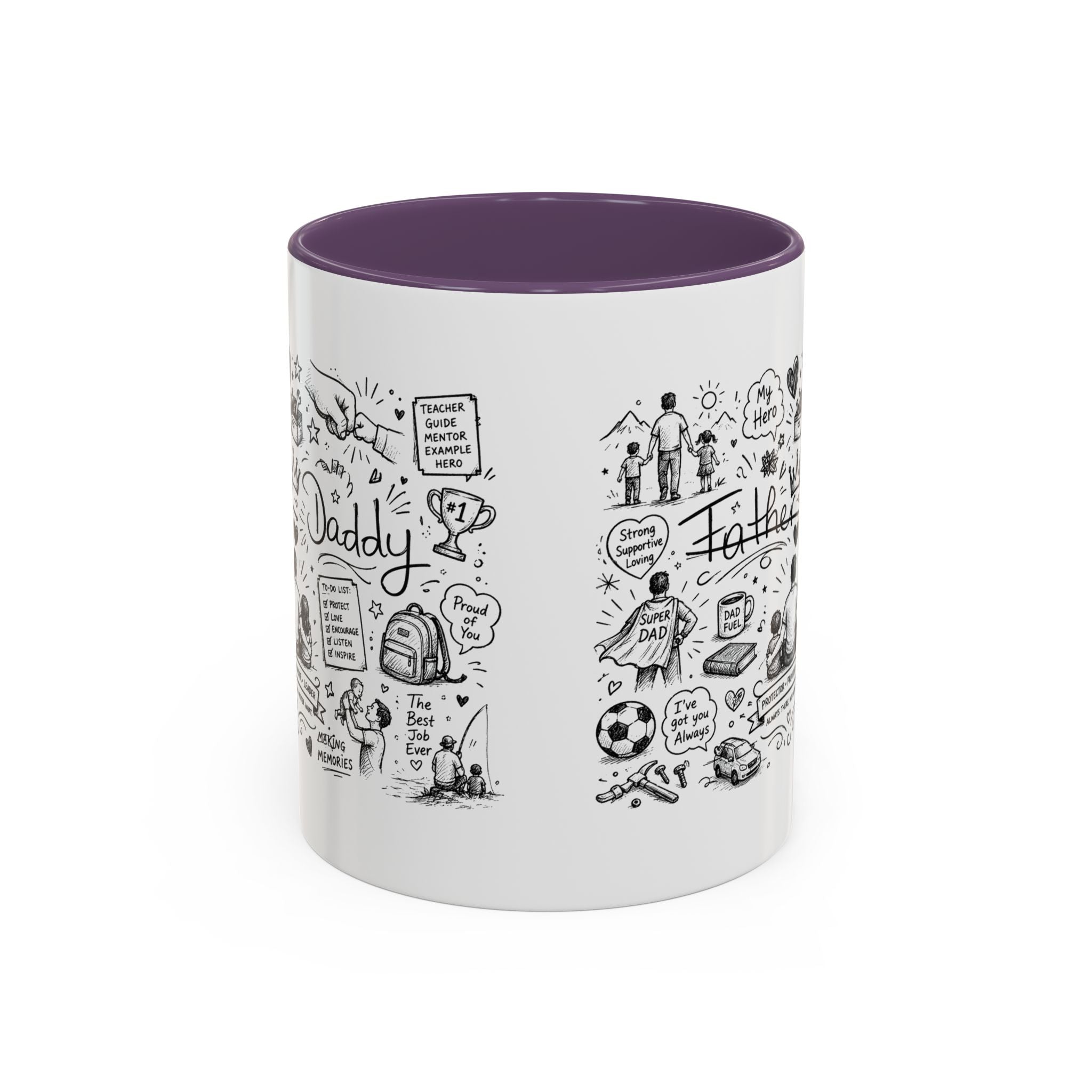 Father/Daddy Illustrated Memory Coffee Mug — Black Accent 11/15oz