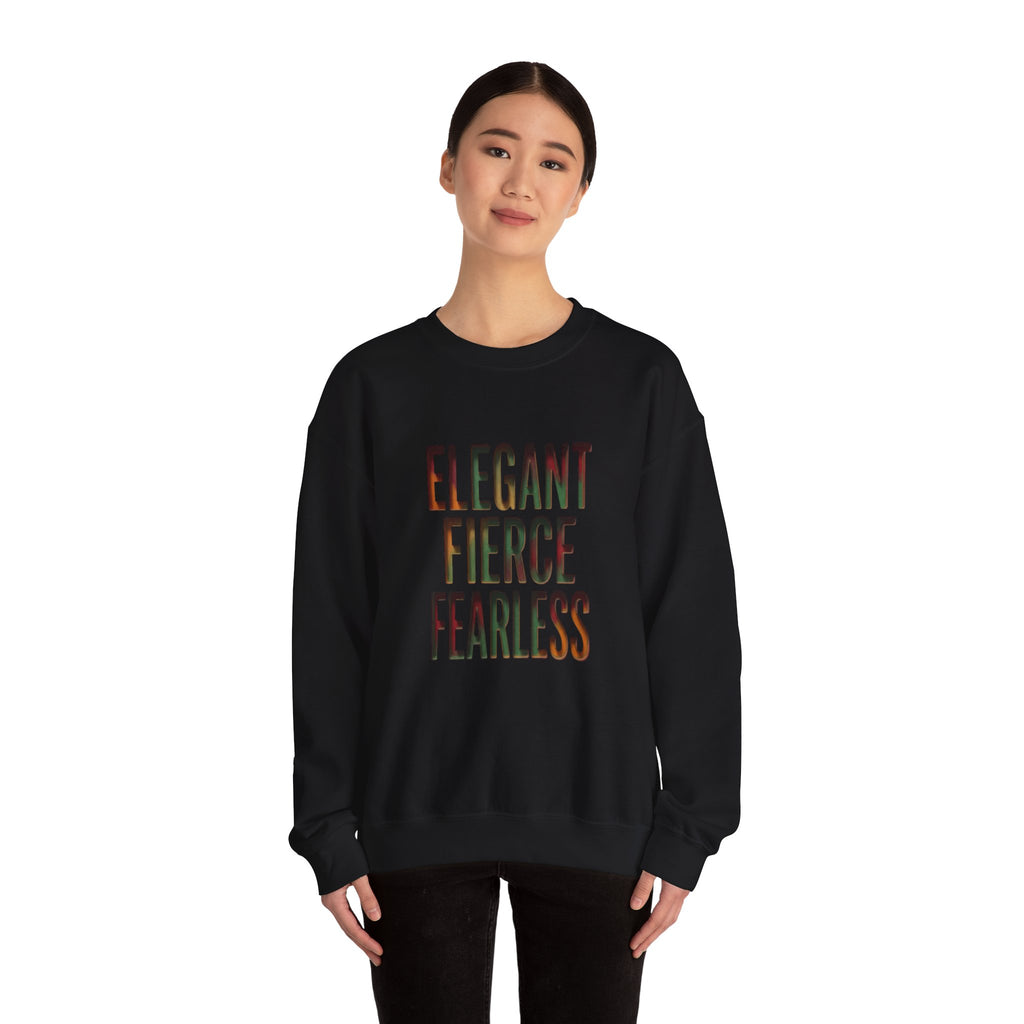 Elegant Fierce Fearless Crewneck Sweatshirt | Juneteenth Pan-African Typography 1865