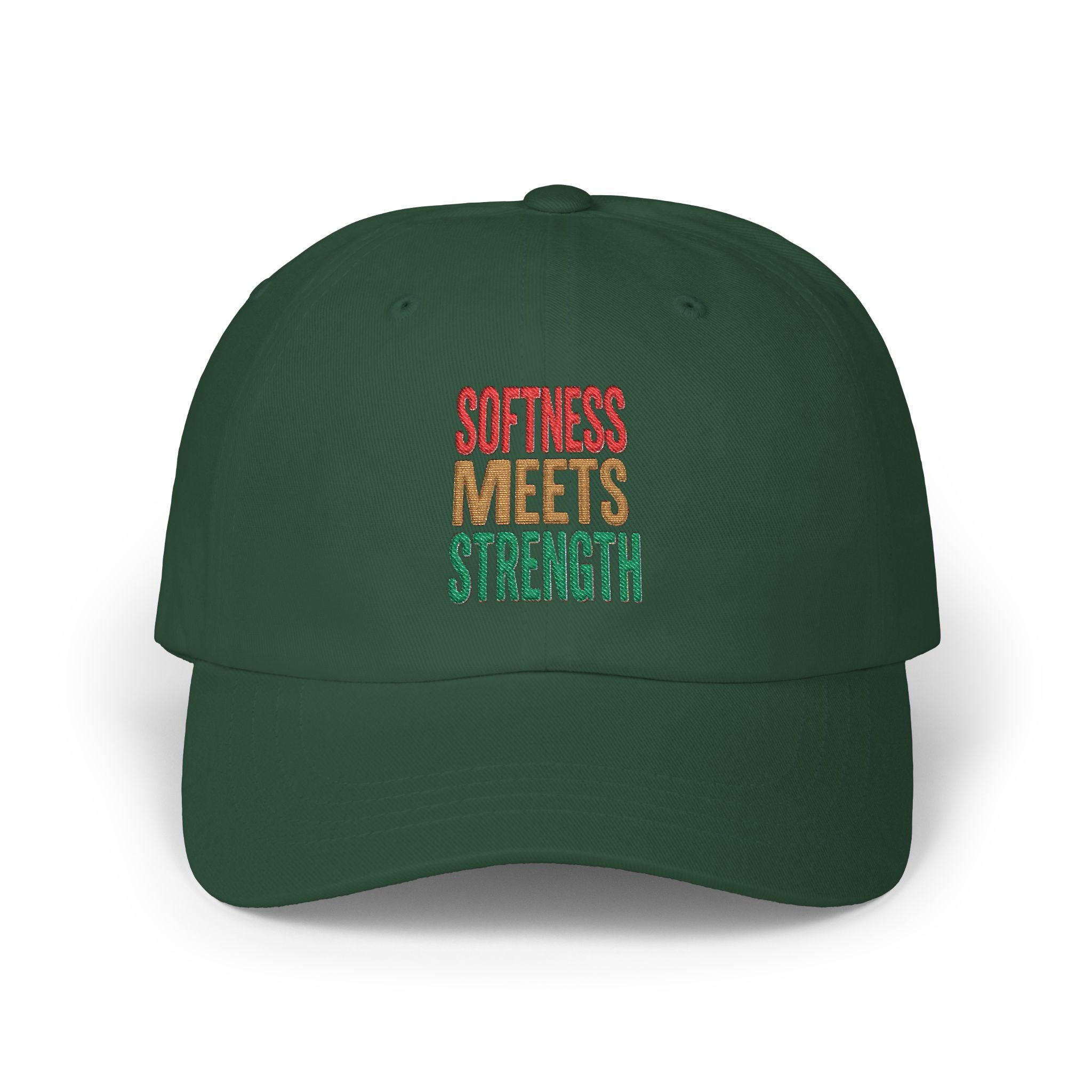 Dad Cap — "Softness Meets Strength" Embroidered Adjustable Baseball Hat