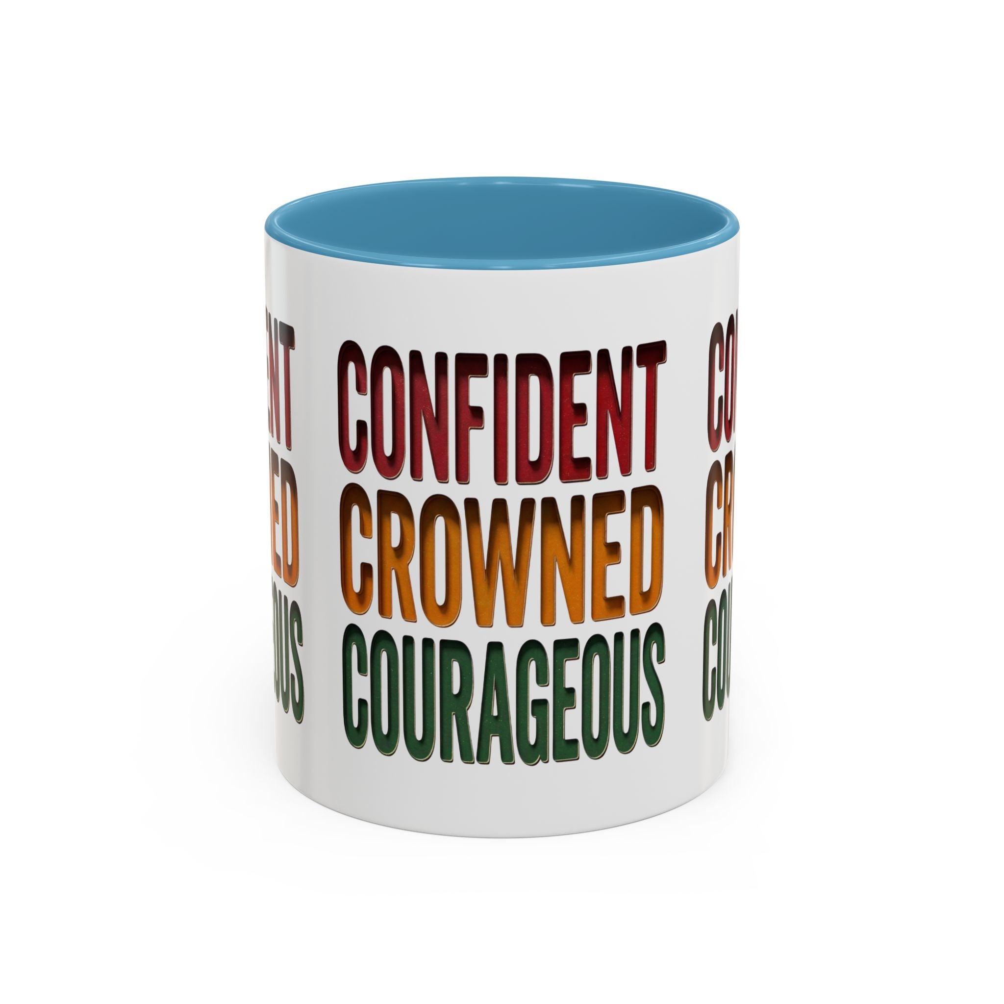 Accent Coffee Mug — 'Confident, Crowned, Courageous' Empowerment Coffee Mug