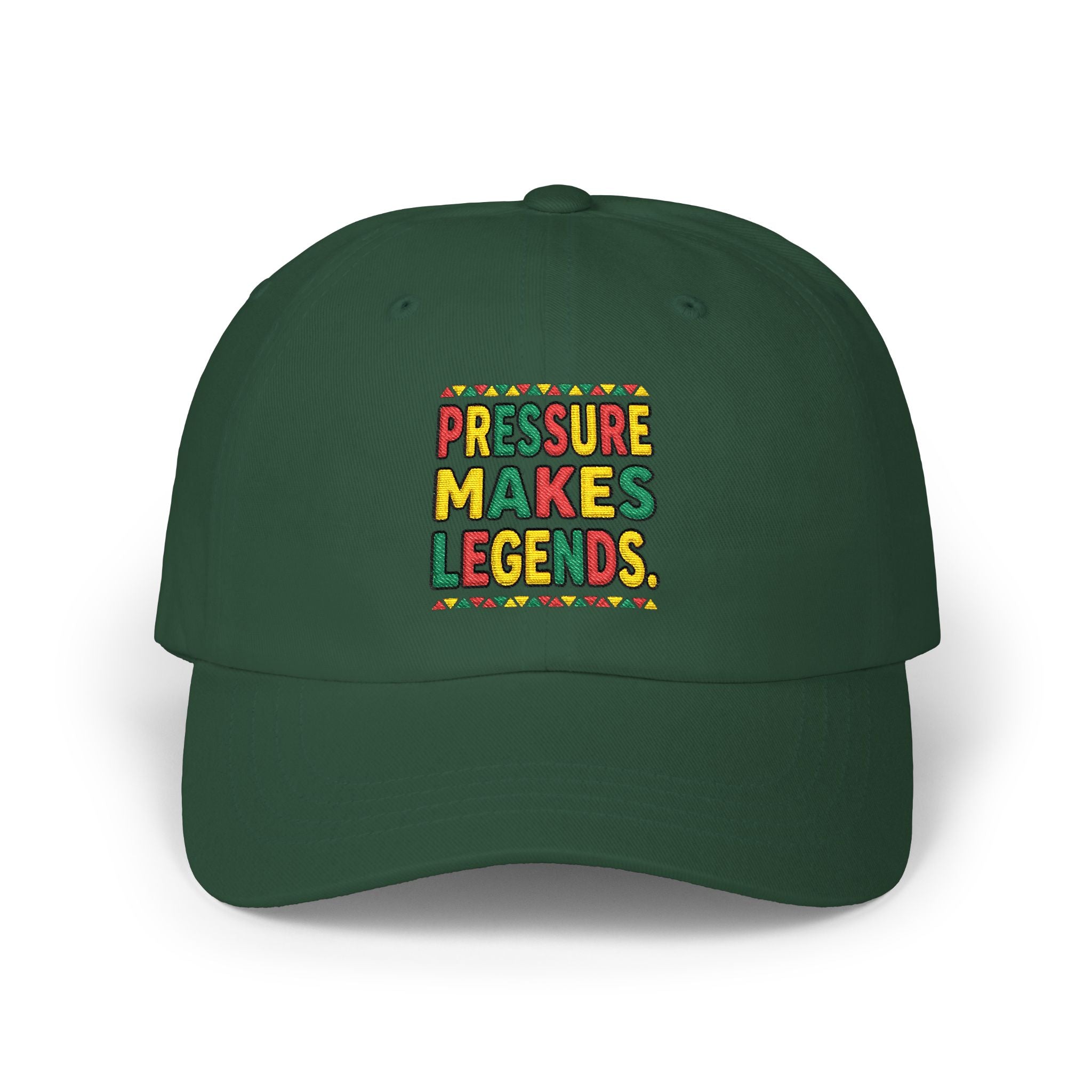 Dad Cap — "Pressure Makes Legends" Colorful Embroidered Baseball Hat