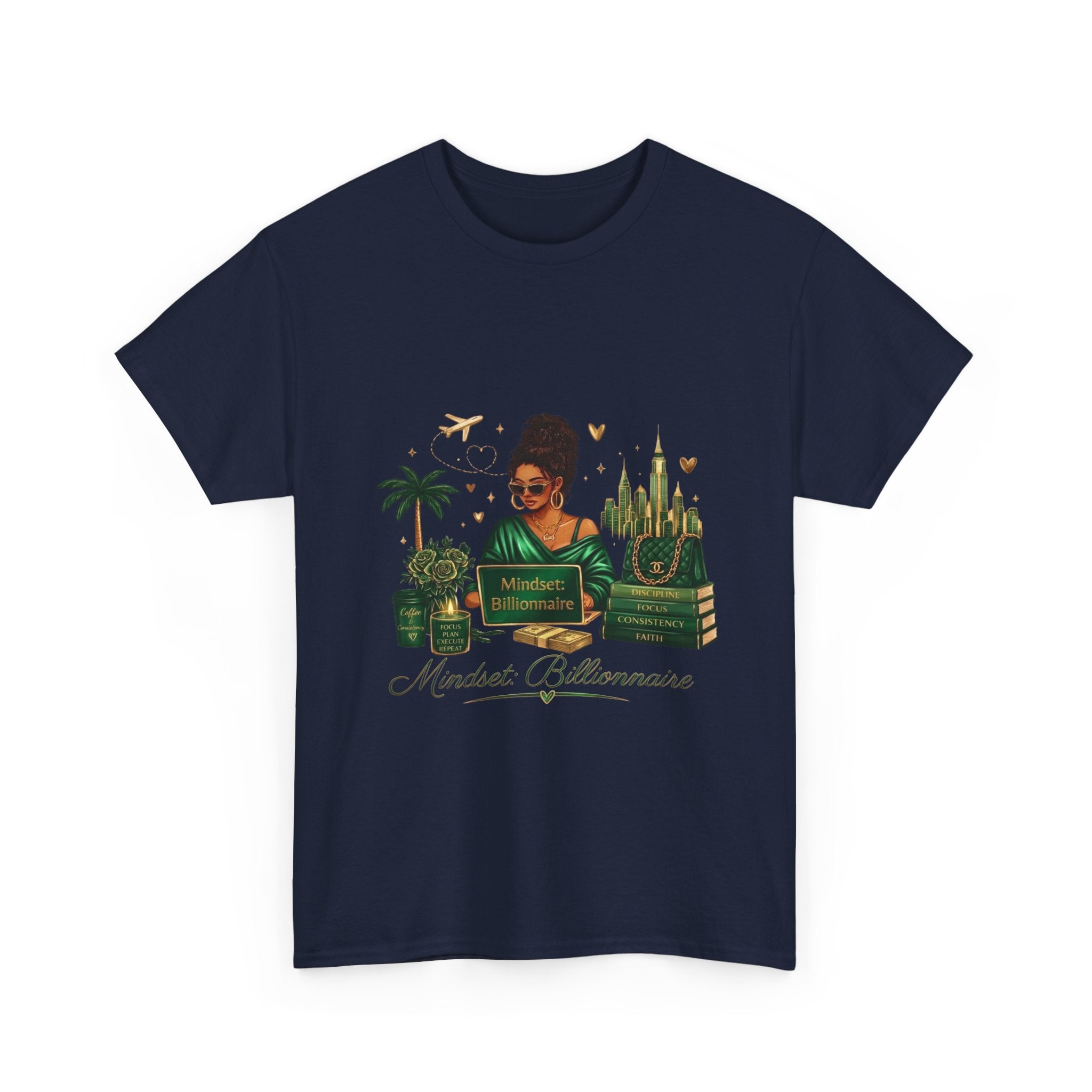 T-Shirt — Mindset Billionaire Graphic Tee (Empowerment, Travel & Success Design)