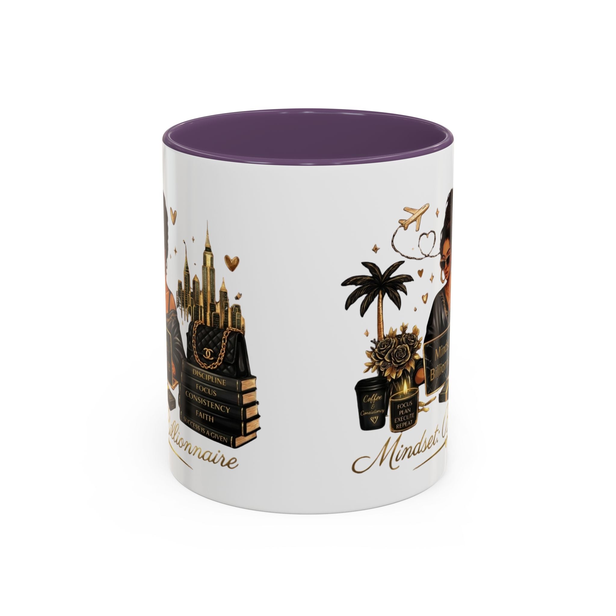 Mindset: Billionaire Accent Coffee Mug — Inspirational Black Woman Design (11/15 oz)
