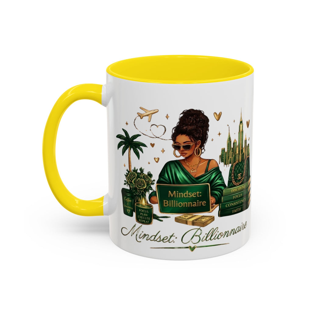 Mindset: Billionaire Accent Coffee Mug — Inspirational Black Woman Design