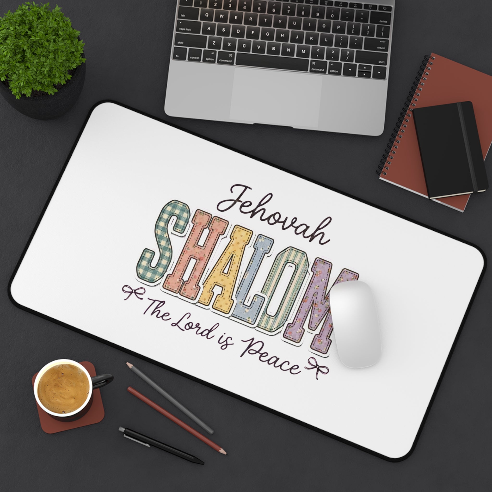 Desk Mat — "Jehovah Shalom: The Lord Is Peace" Inspirational Office Desk Mat