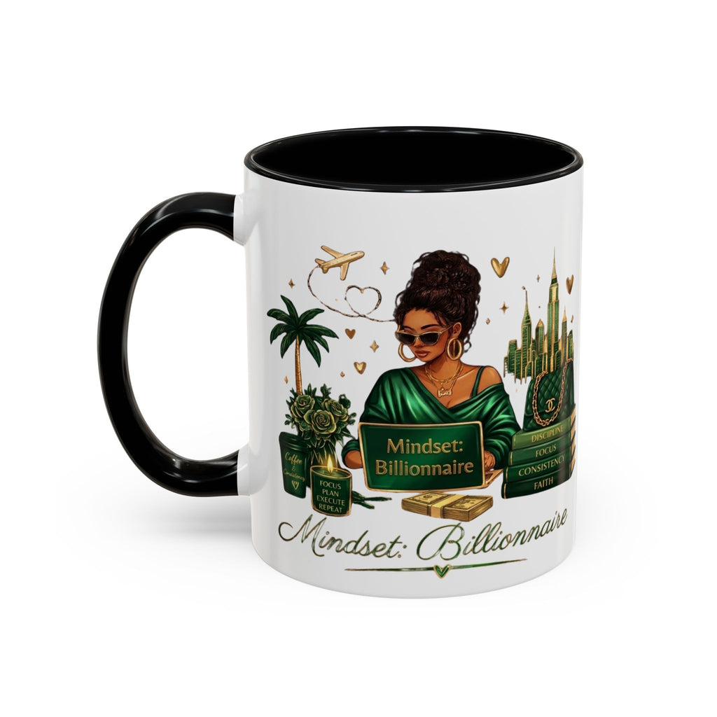 Mindset: Billionaire Accent Coffee Mug — Inspirational Black Woman Design