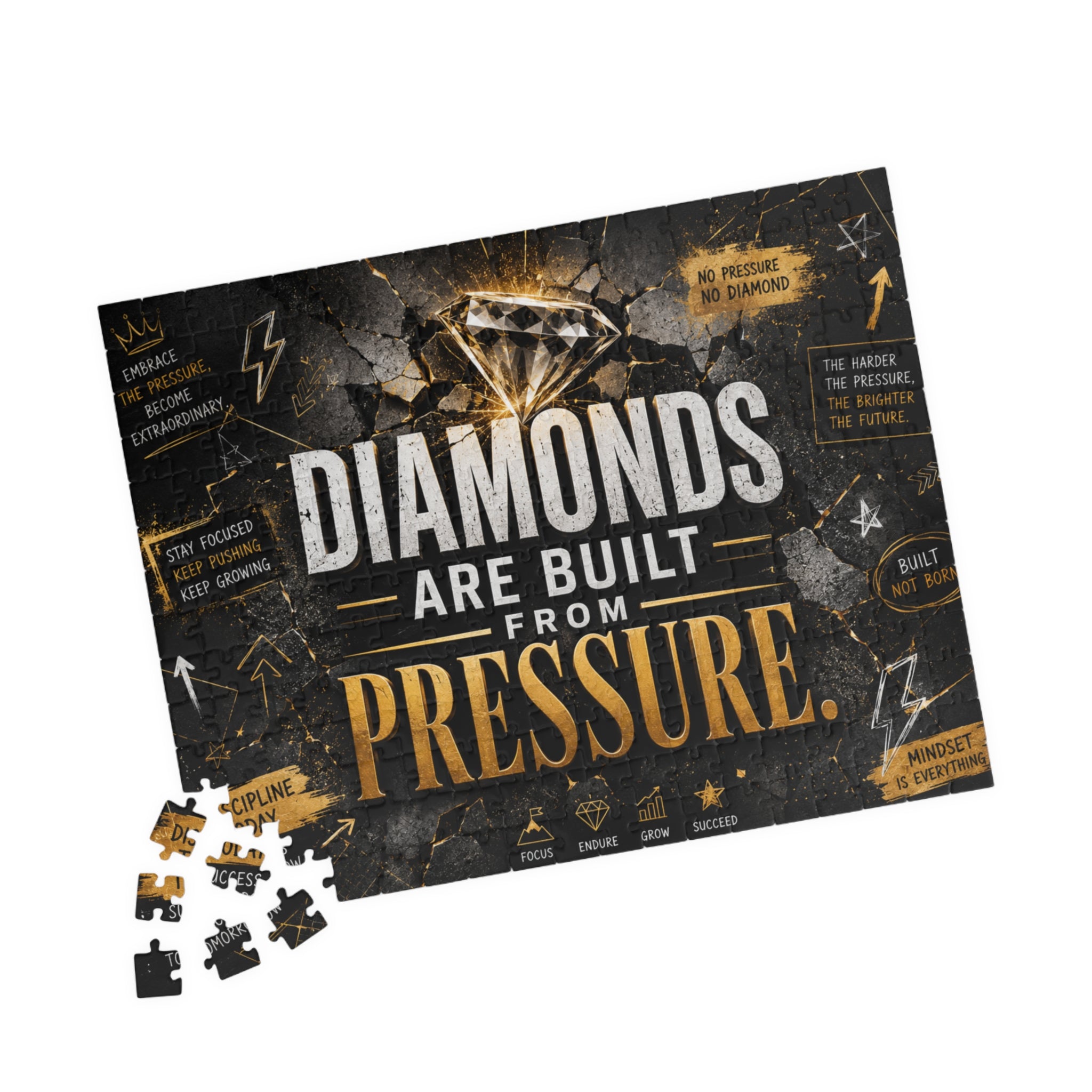 Diamonds Are Built From Pressure — Motivational Puzzle (520–1014 pcs)