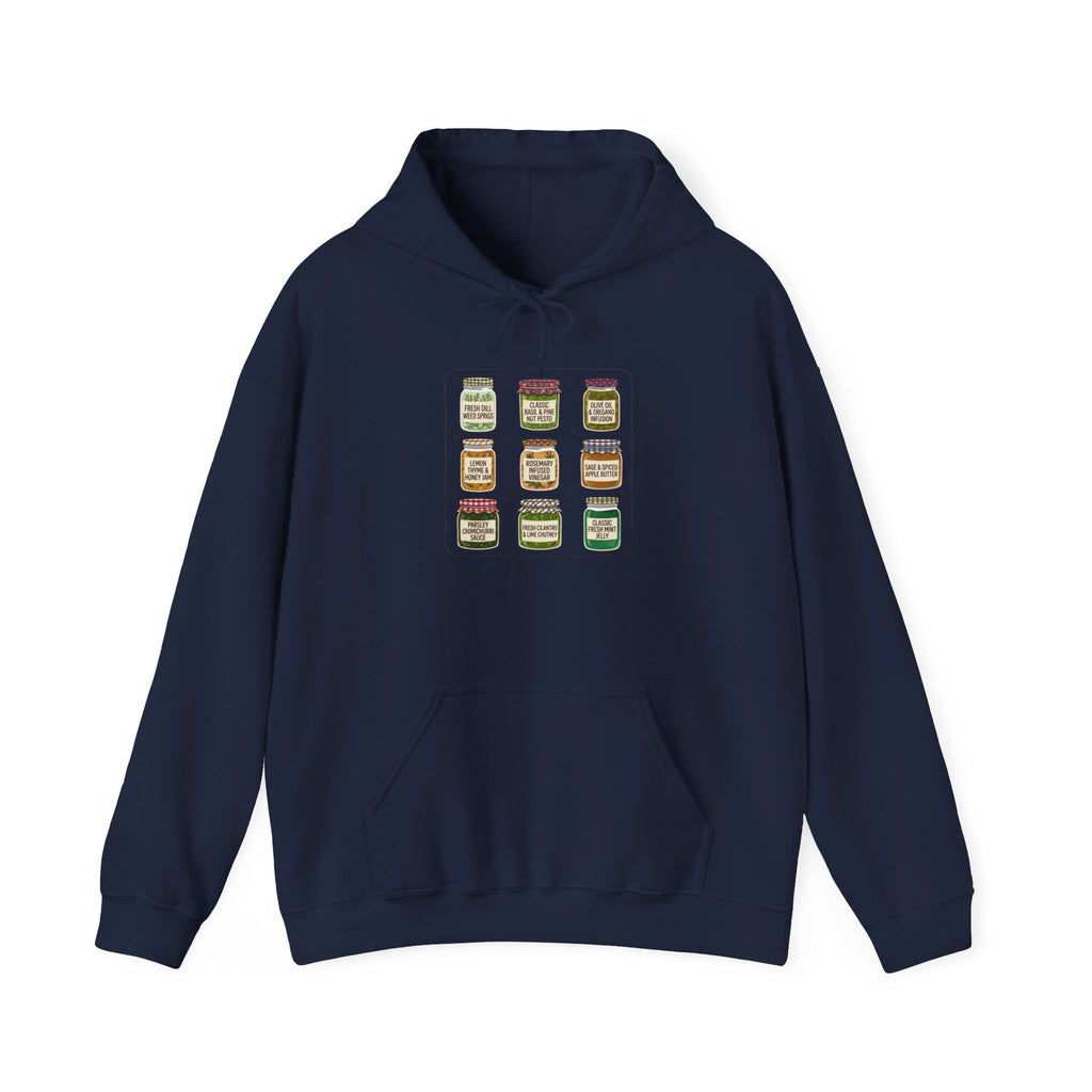 Retro Jam Jar Grid Hoodie | Vintage Food Graphics, Nostalgic Diner Style