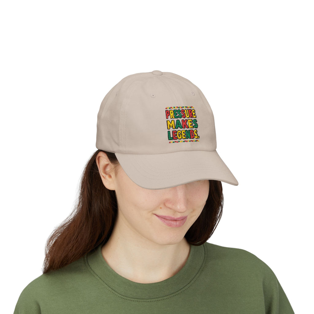 Dad Cap — "Pressure Makes Legends" Colorful Embroidered Baseball Hat