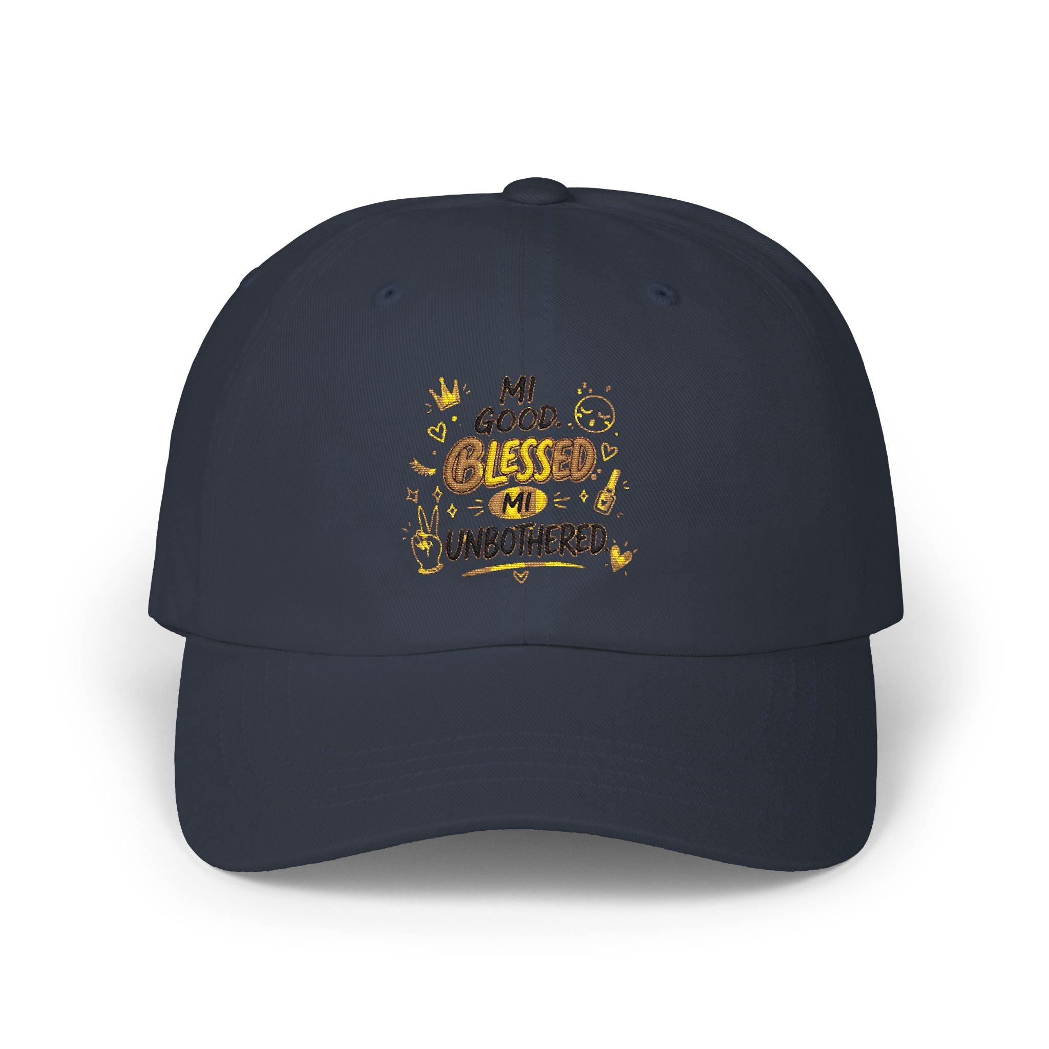 Dad Cap - "Blessed & Unbothered" Embroidered White Baseball Hat