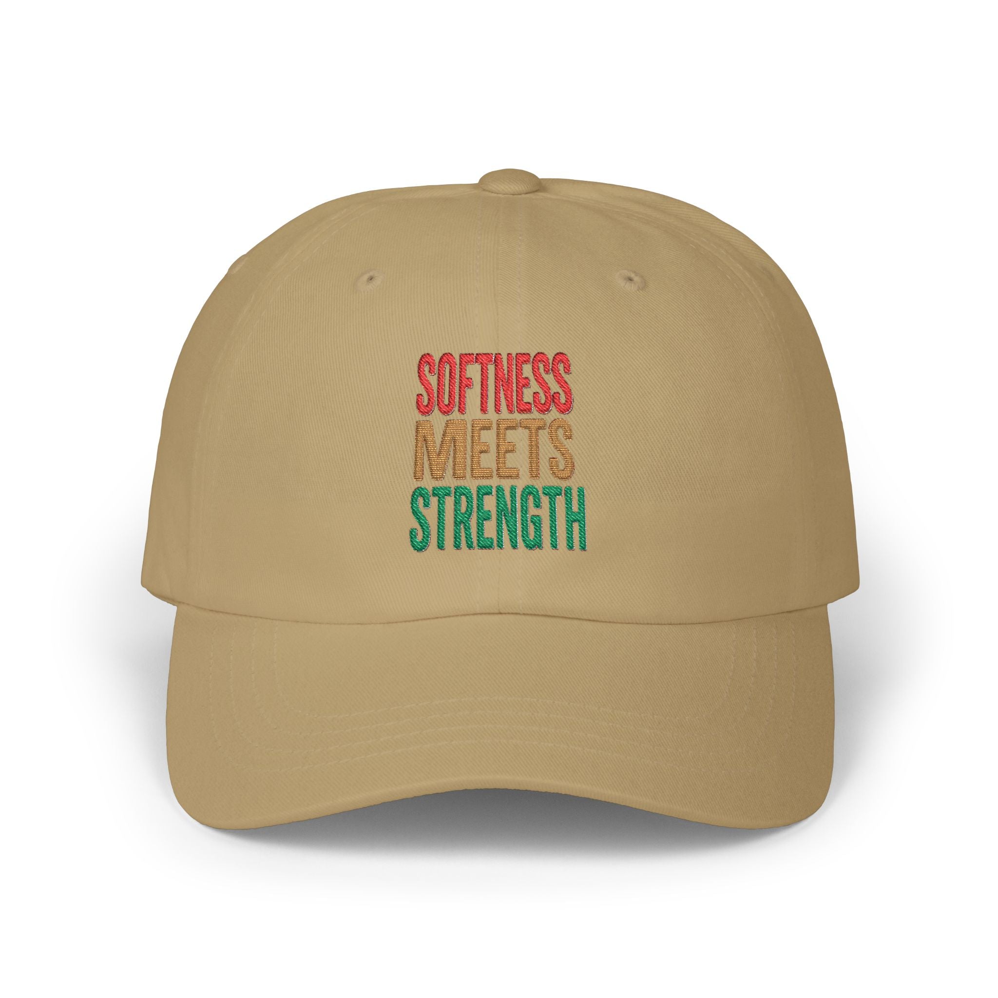 Dad Cap — "Softness Meets Strength" Embroidered Adjustable Baseball Hat
