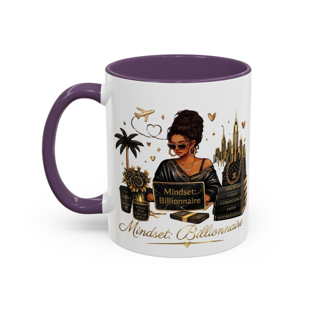 Mindset: Billionaire Accent Coffee Mug — Inspirational Black Woman Design (11/15 oz)