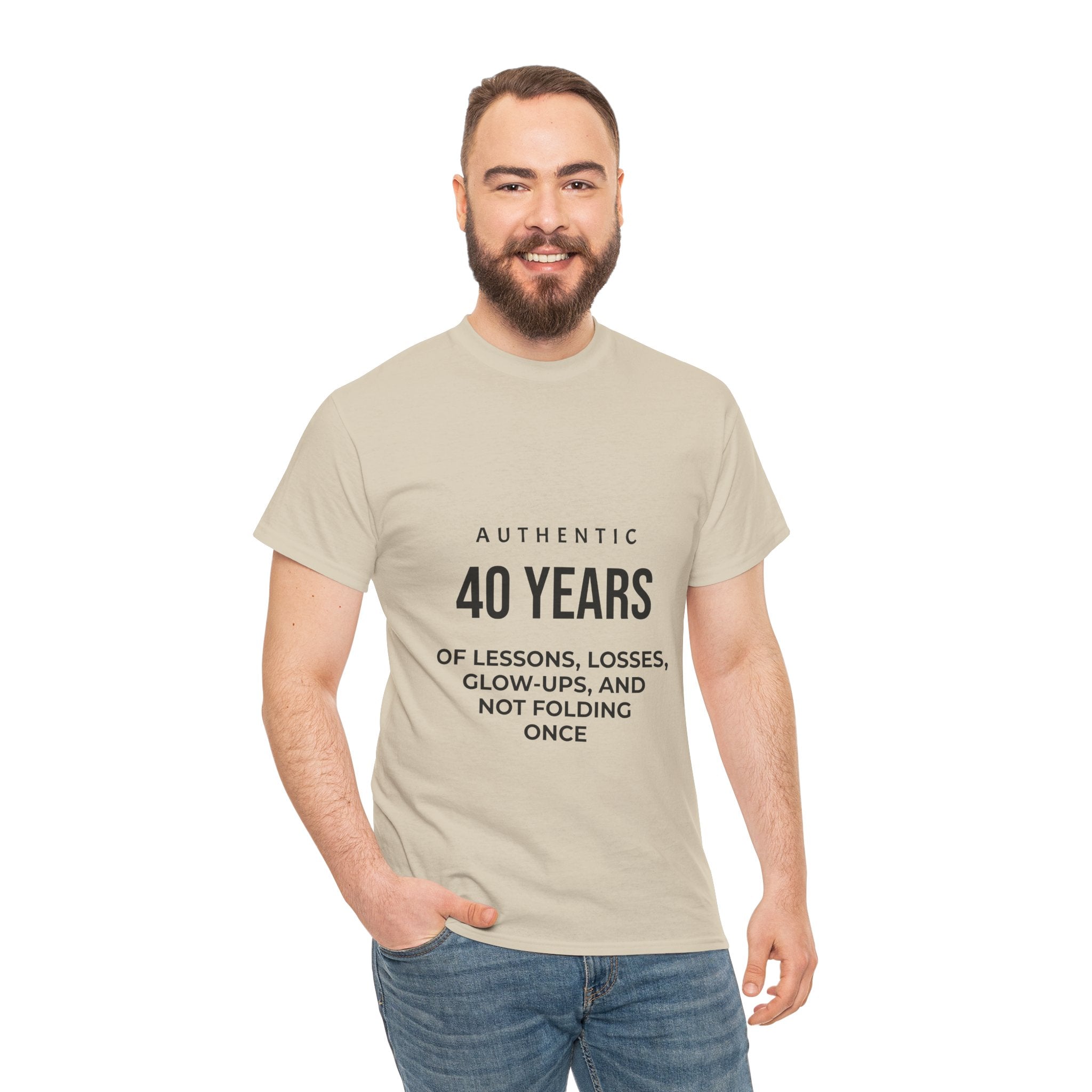 40 Years of Lessons Tee — "40 Years of Lessons, Losses, Glow-Ups, and Not Folding Once"
