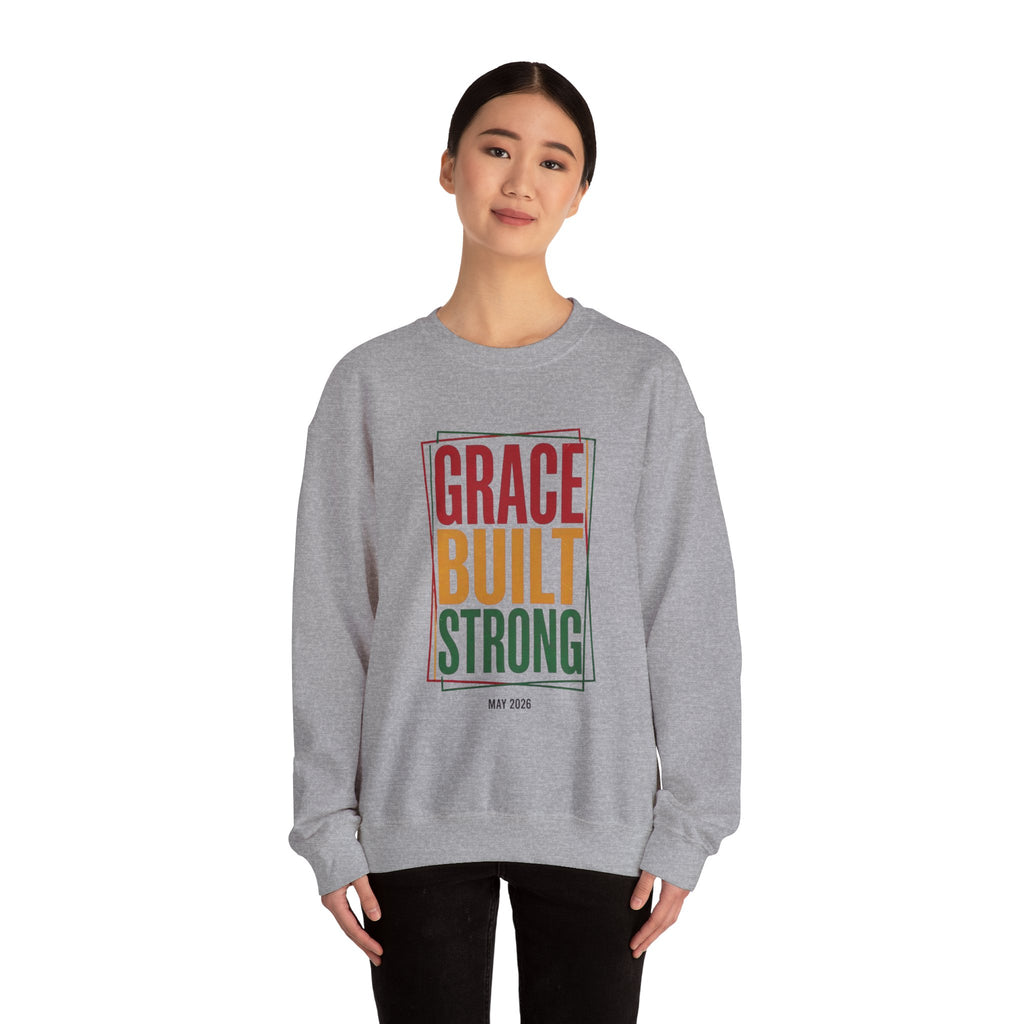 Grace Built Strong Crewneck Sweatshirt | Juneteenth Pan-African Typography