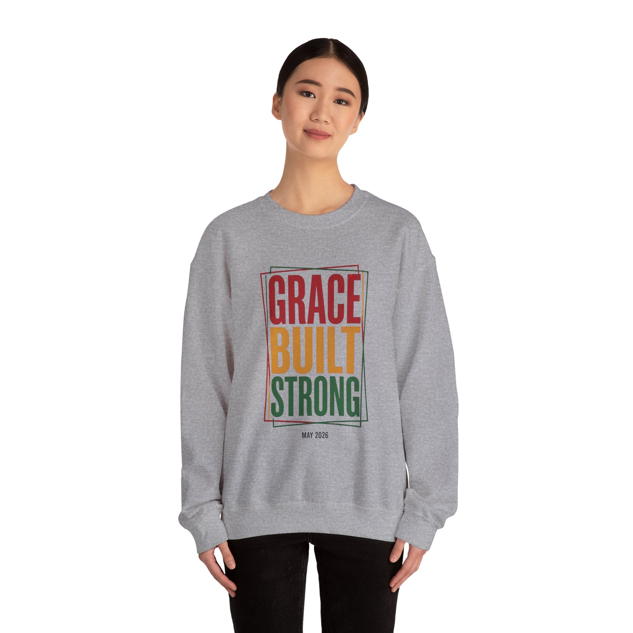 Grace Built Strong Crewneck Sweatshirt | Juneteenth Pan-African Typography