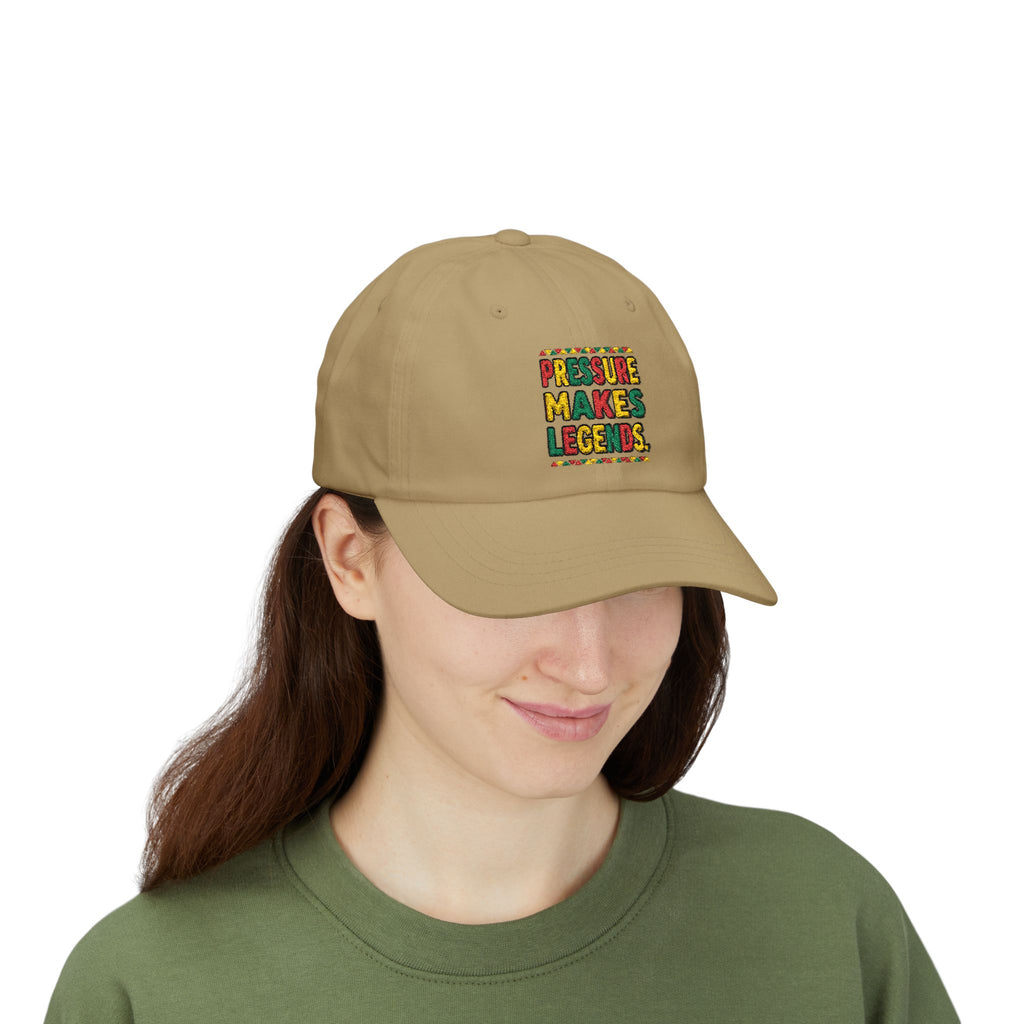 Dad Cap — "Pressure Makes Legends" Colorful Embroidered Baseball Hat