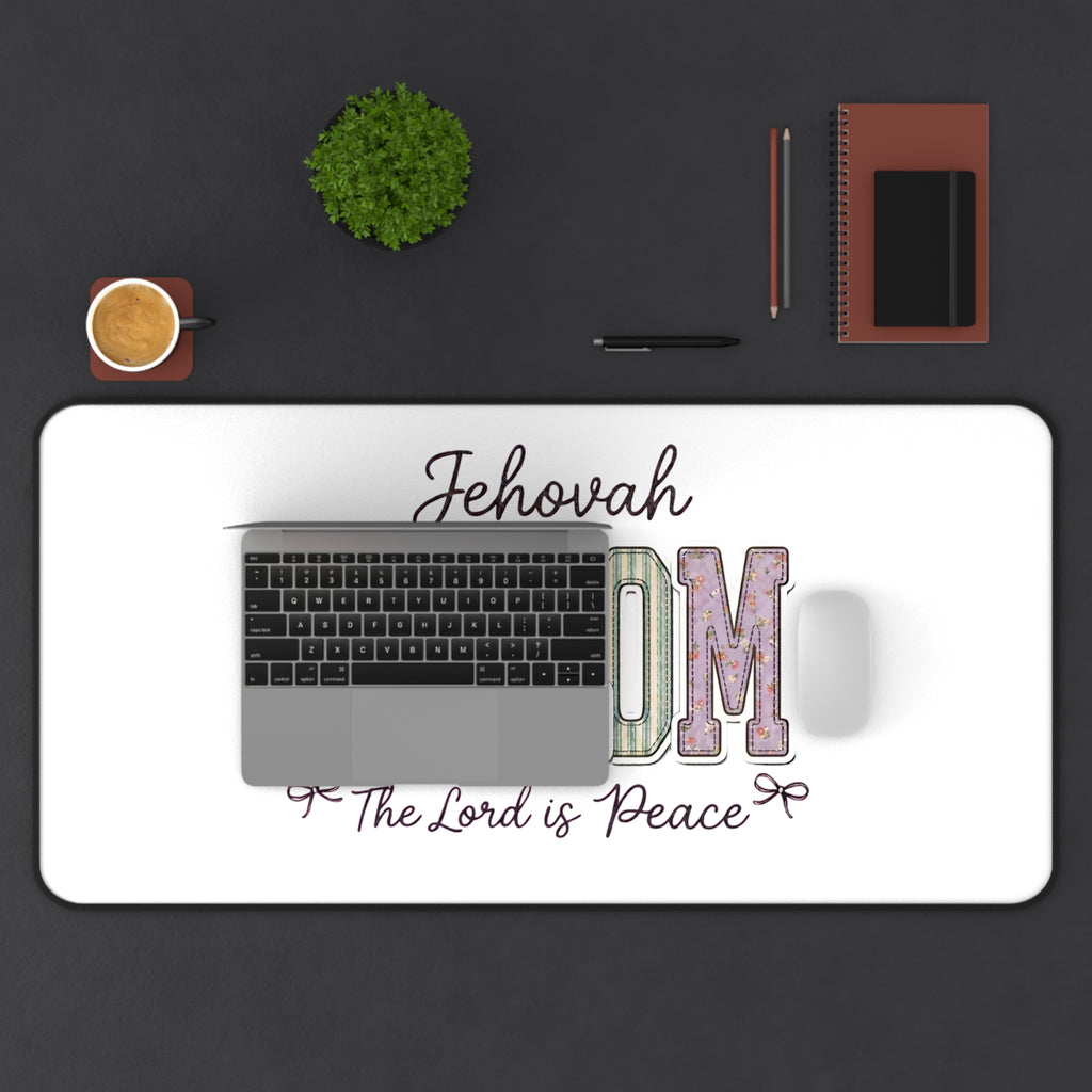Desk Mat — "Jehovah Shalom: The Lord Is Peace" Inspirational Office Desk Mat