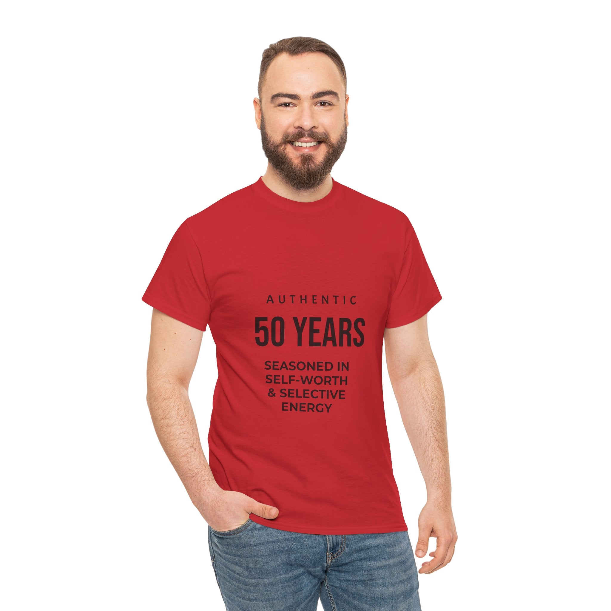 50 Years Seasoned In Self-Worth Tee — Selective Energy Birthday Shirt
