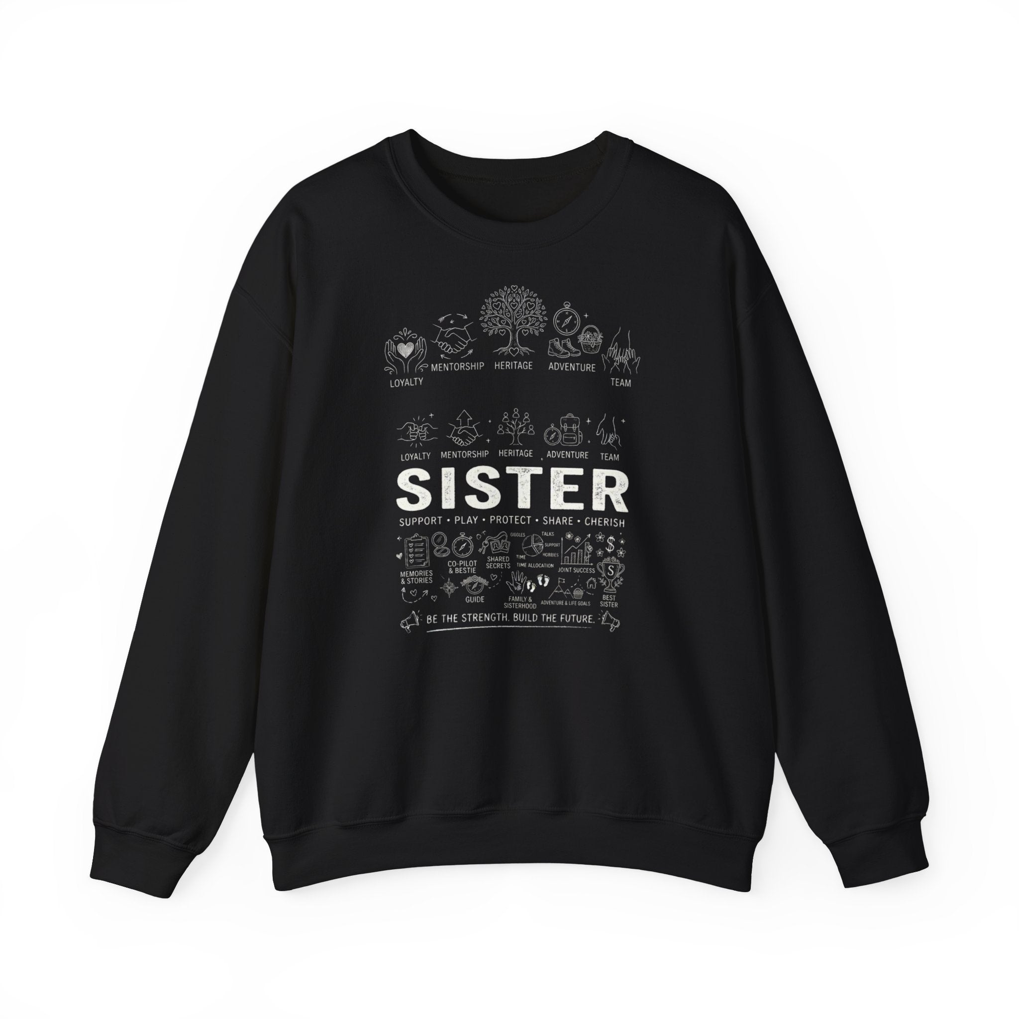 Crewneck Sweatshirt — "Sister" Illustrated Family Tree Design