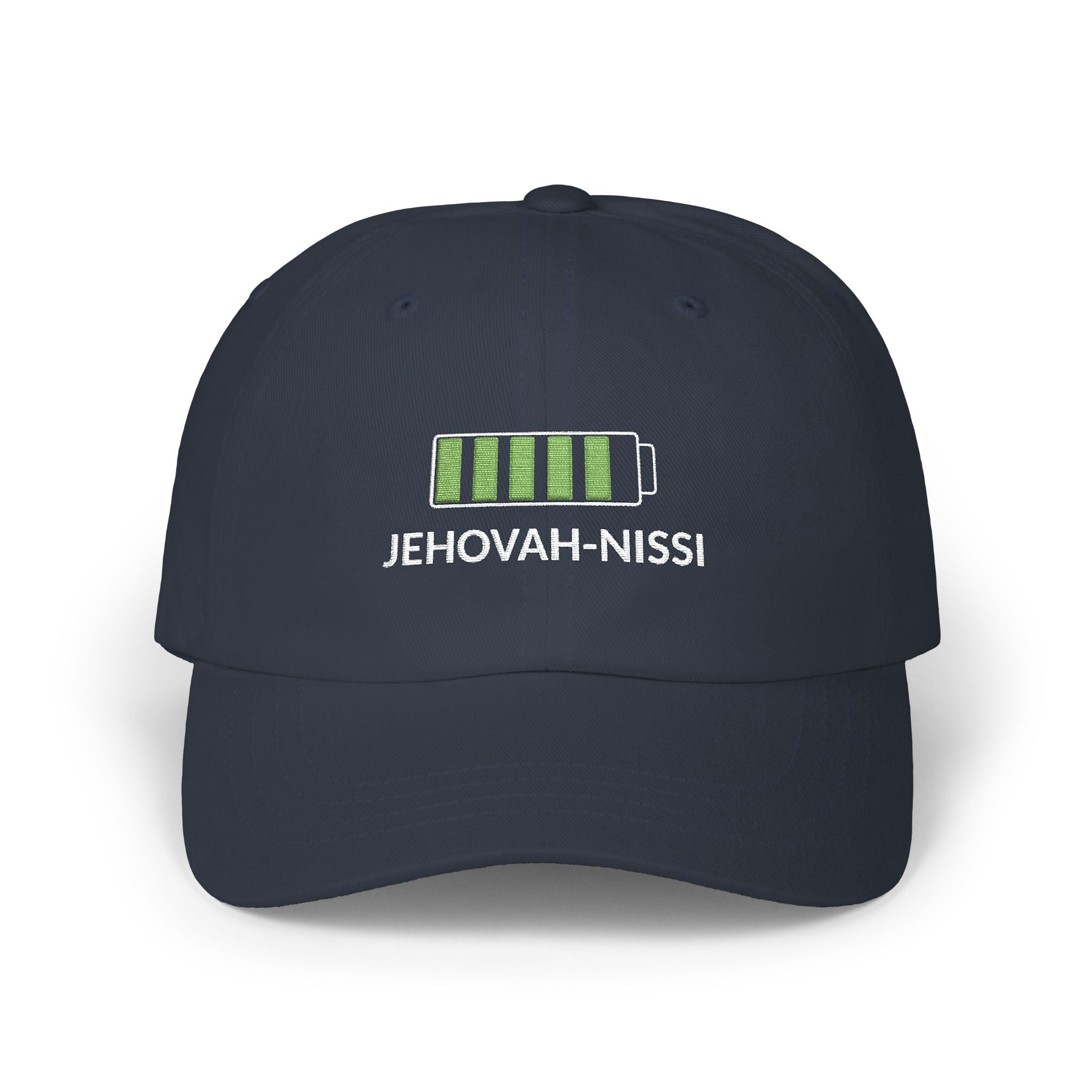Dad Cap — "Low Battery" Green Charge Embroidered Hat