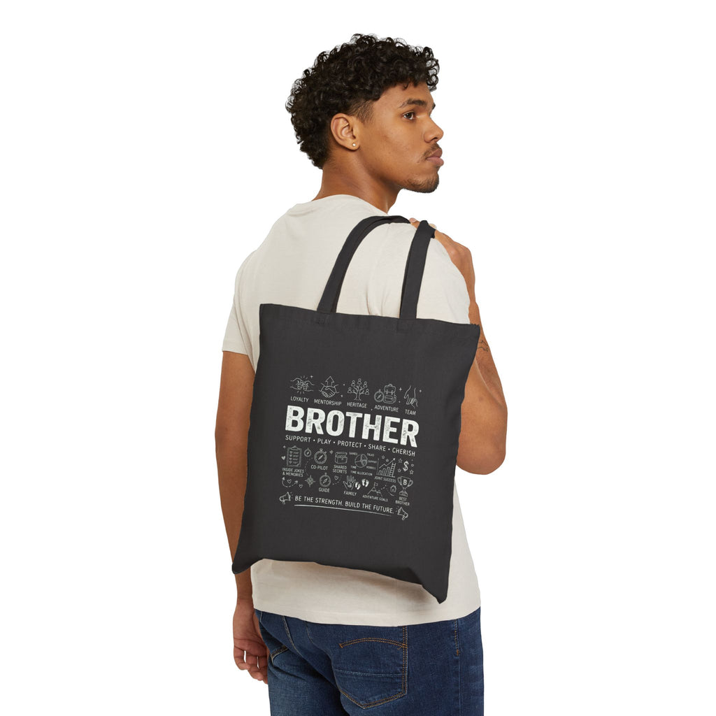 Brother Canvas Tote Bag — Meaningful Sibling Gift with 'Brother' Typography & Icons