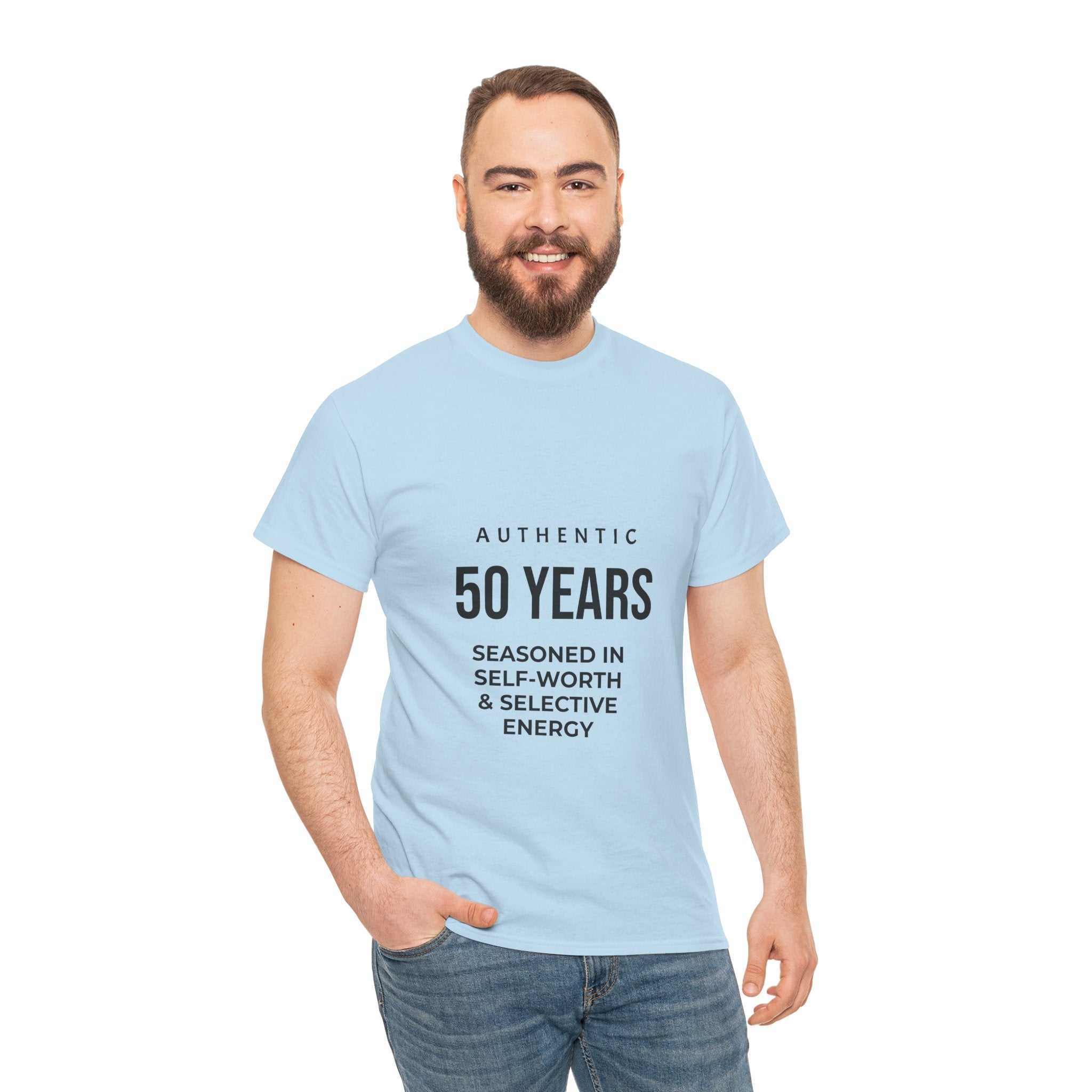 50 Years Seasoned In Self-Worth Tee — Selective Energy Birthday Shirt