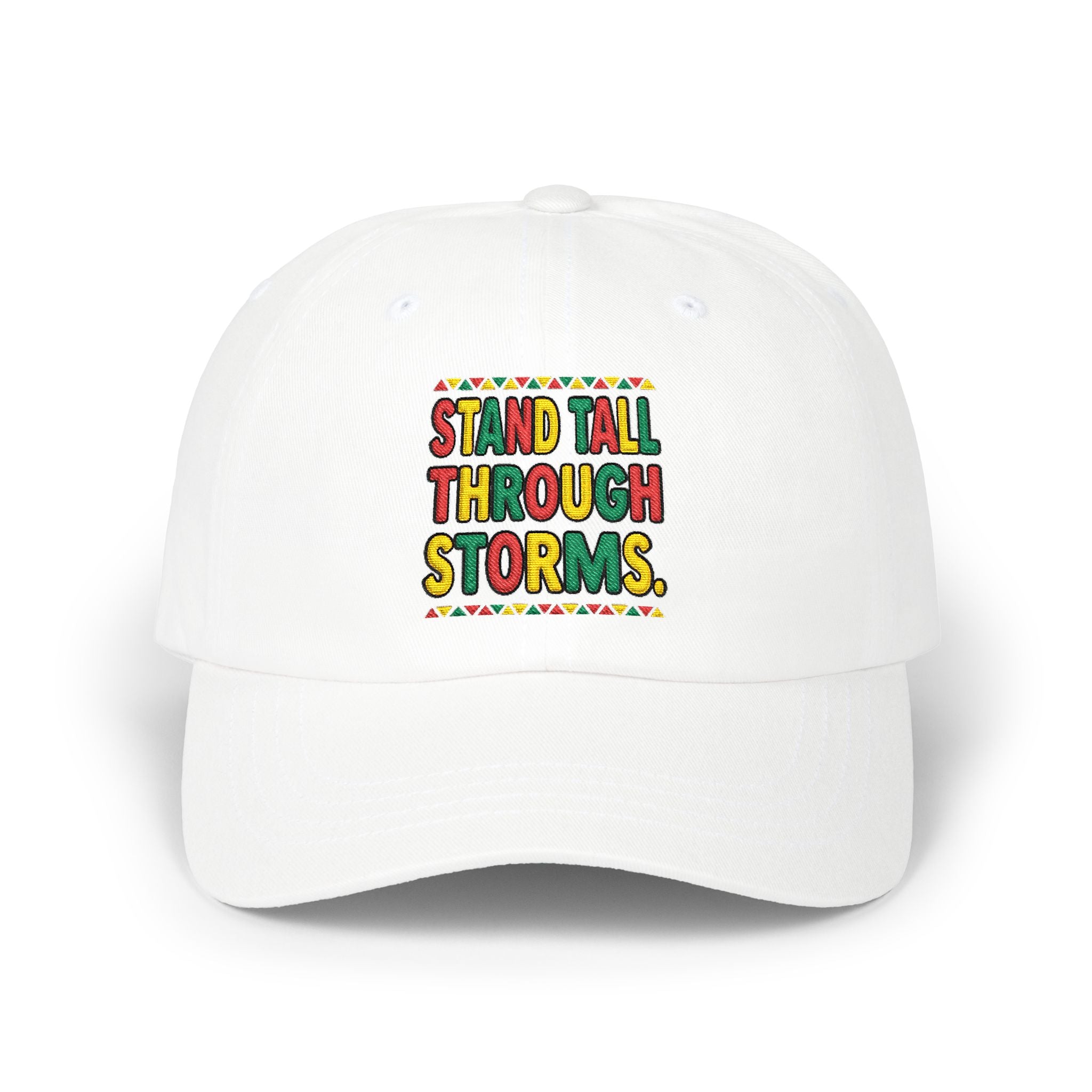 Dad Cap — "Stand Tall Through Storms" Embroidered Motivational Hat