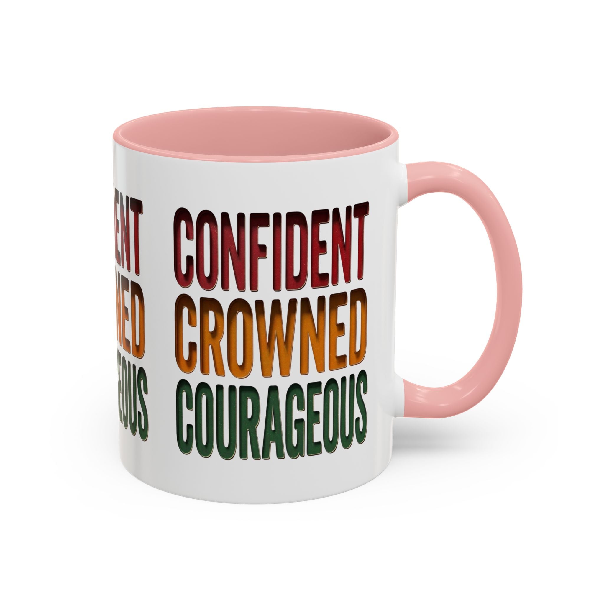 Accent Coffee Mug — 'Confident, Crowned, Courageous' Empowerment Coffee Mug