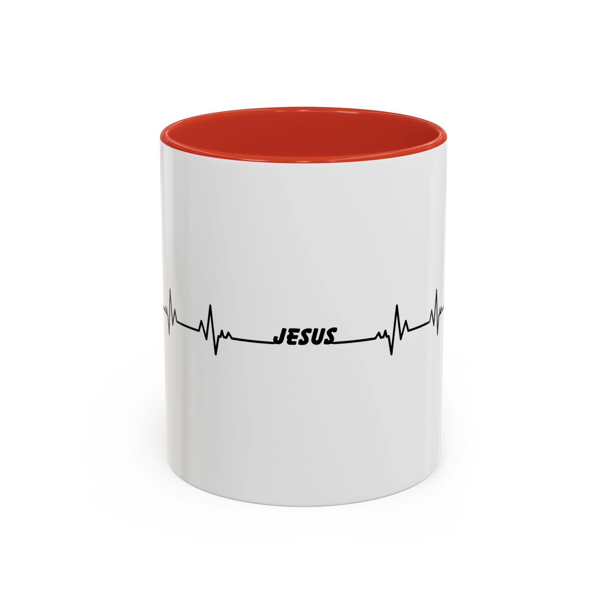 Jesus Heartbeat Accent Coffee Mug — Christian Faith Gift