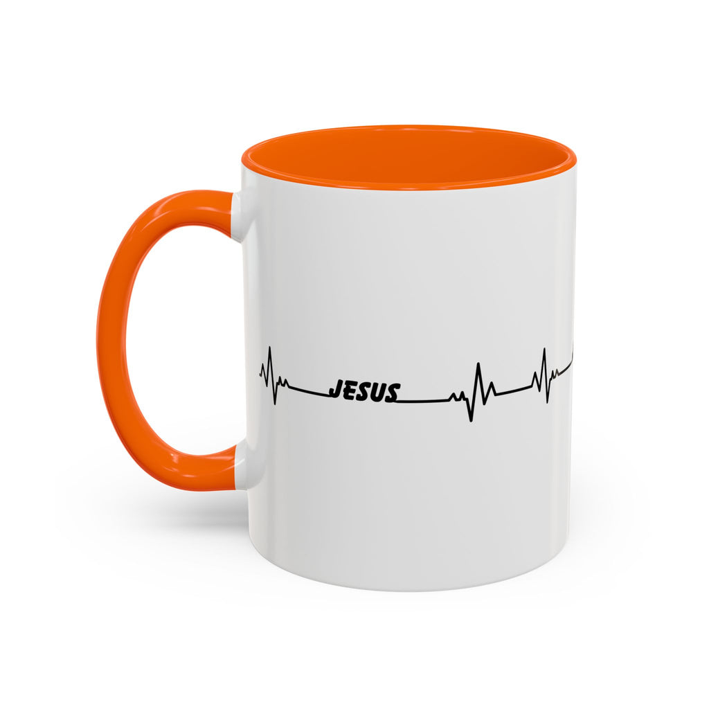 Jesus Heartbeat Accent Coffee Mug — Christian Faith Gift