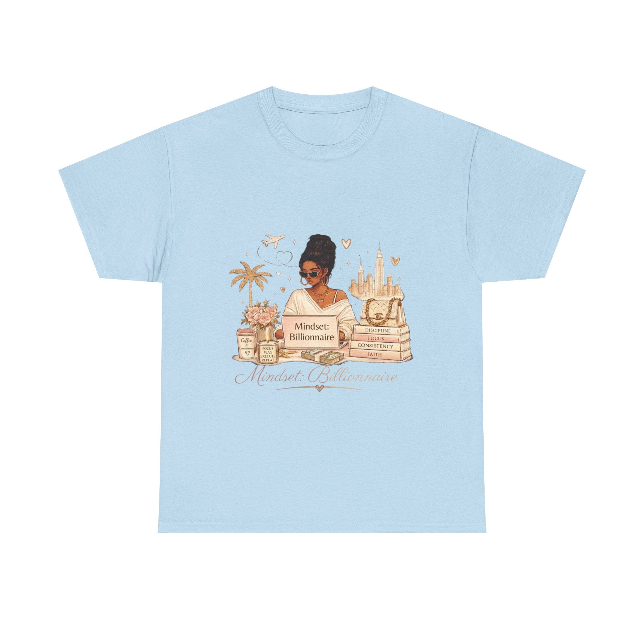 Mindset Millionaire Graphic Tee — Luxe Travel & Fashion Illustration Shirt