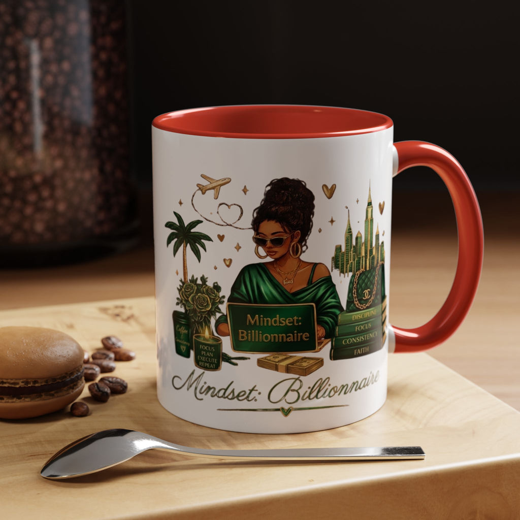 Mindset: Billionaire Accent Coffee Mug — Inspirational Black Woman Design