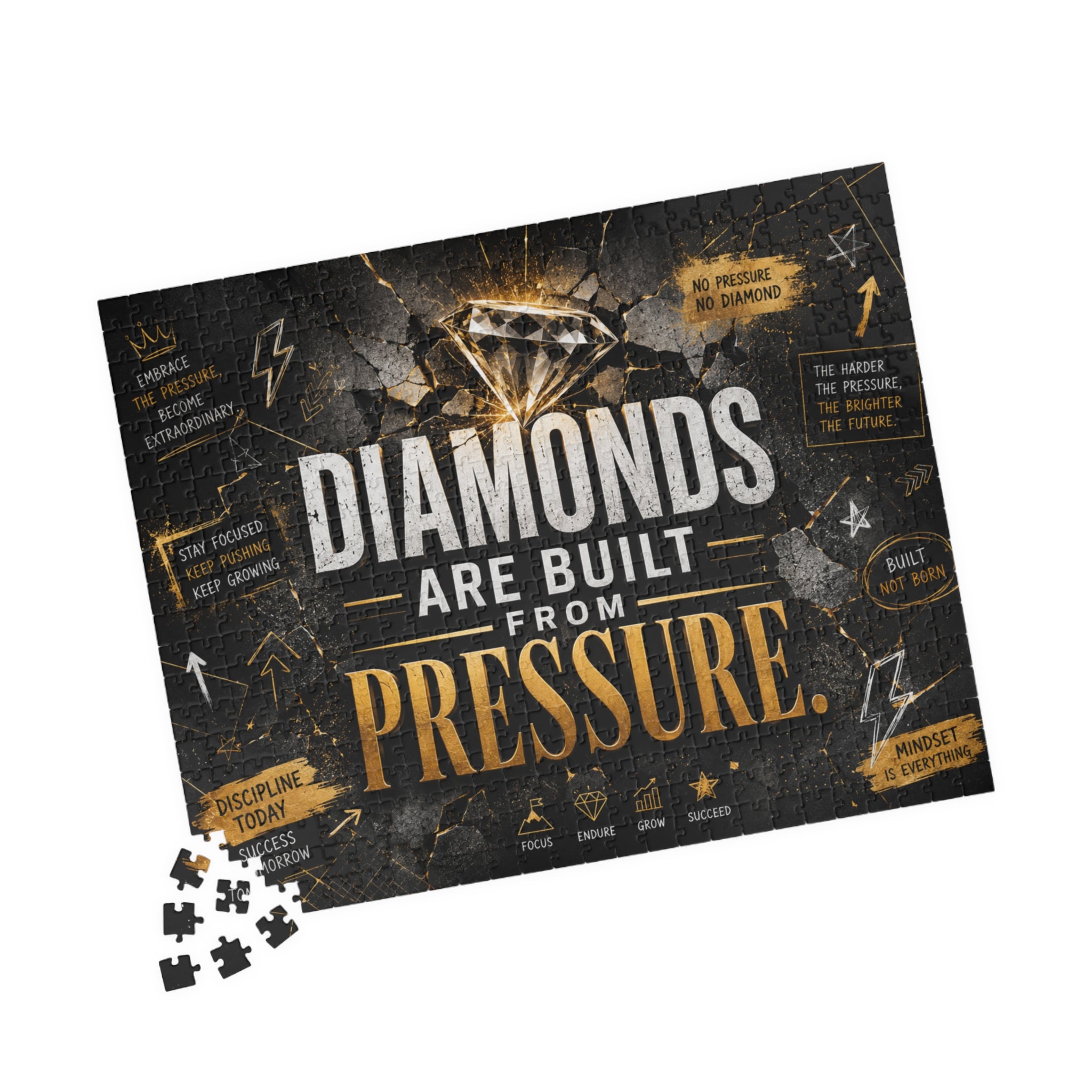 Diamonds Are Built From Pressure — Motivational Puzzle (520–1014 pcs)