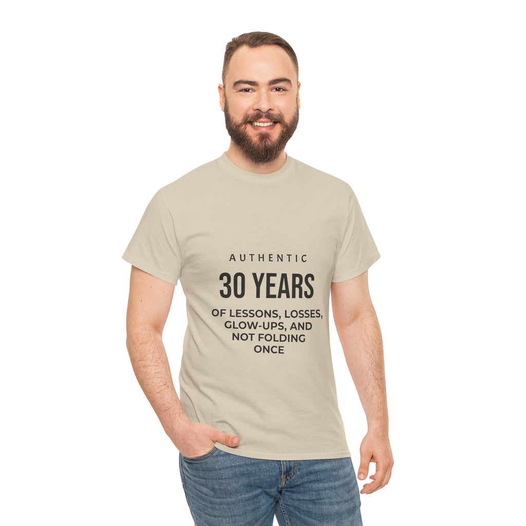 30 Years Authentic Tee — "30 Years of Lessons, Losses, Glow-Ups" Birthday Shirt