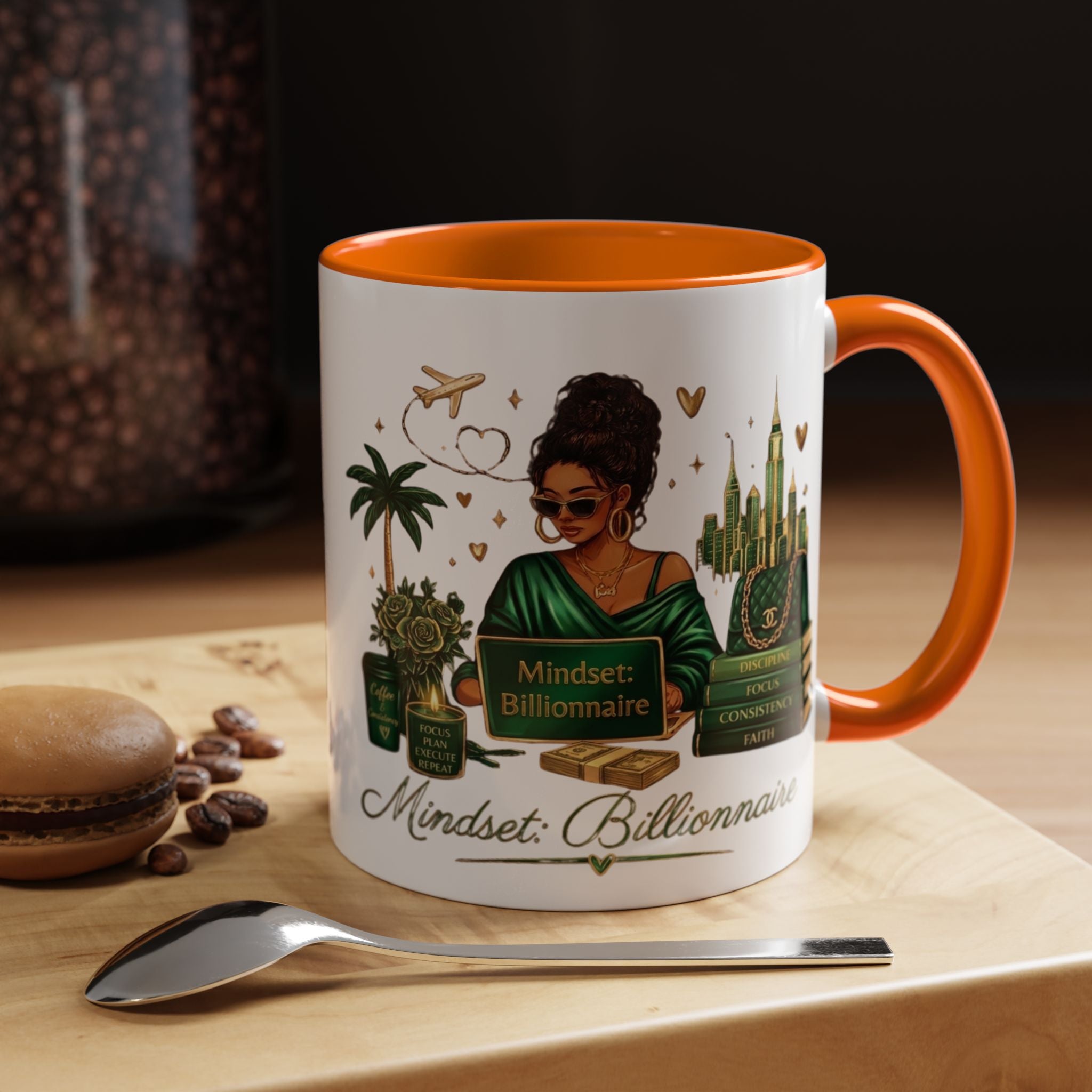 Mindset: Billionaire Accent Coffee Mug — Inspirational Black Woman Design