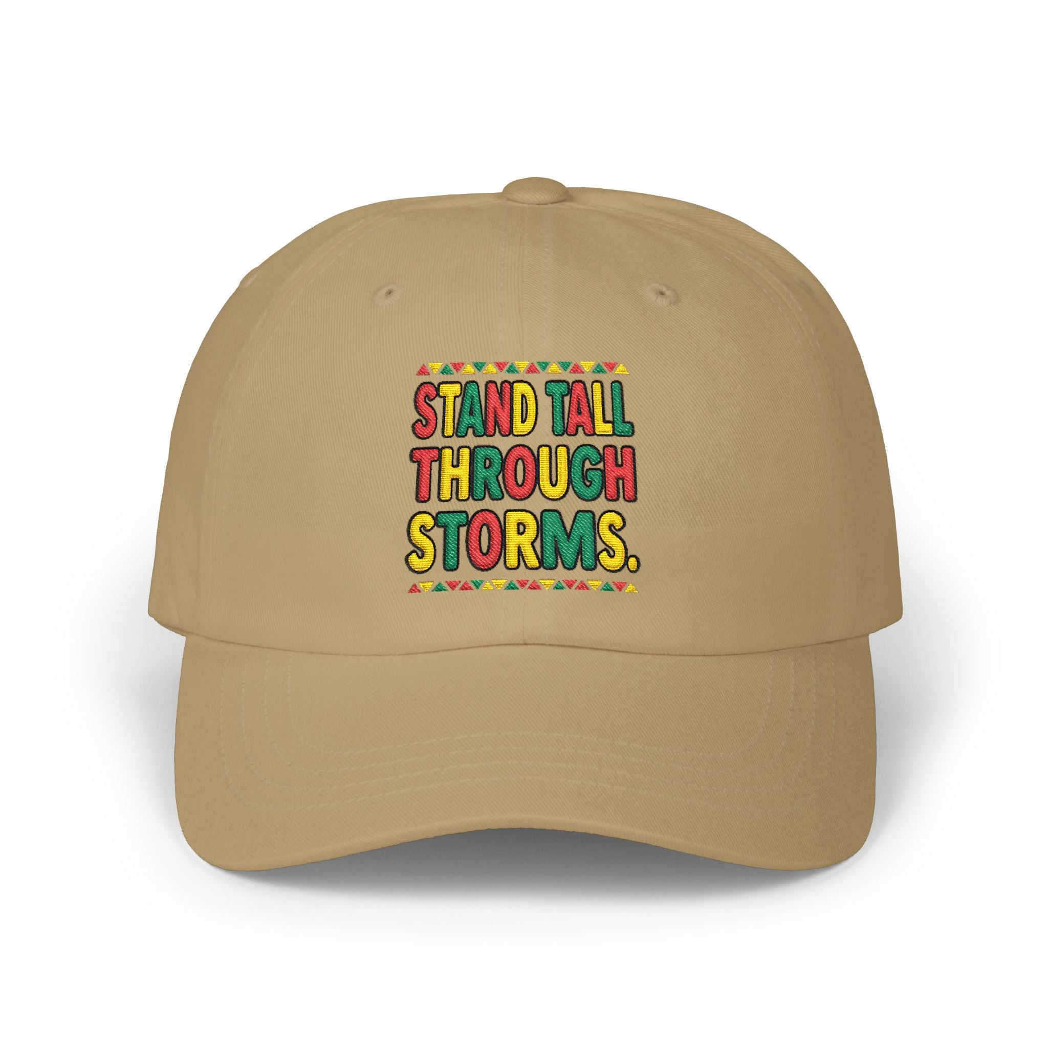 Dad Cap — "Stand Tall Through Storms" Embroidered Motivational Hat