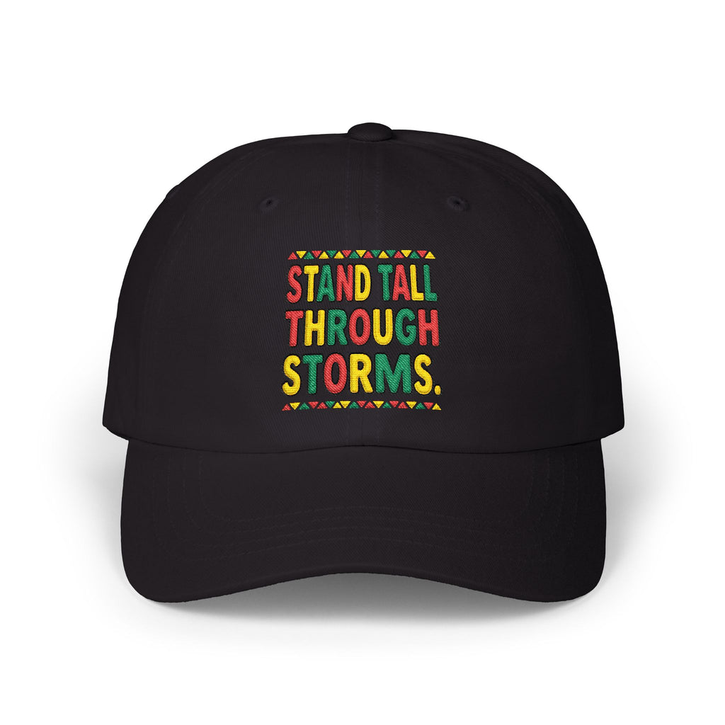 Dad Cap — "Stand Tall Through Storms" Embroidered Motivational Hat