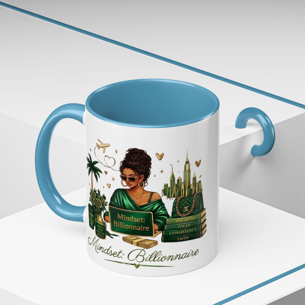 Mindset: Billionaire Accent Coffee Mug — Inspirational Black Woman Design