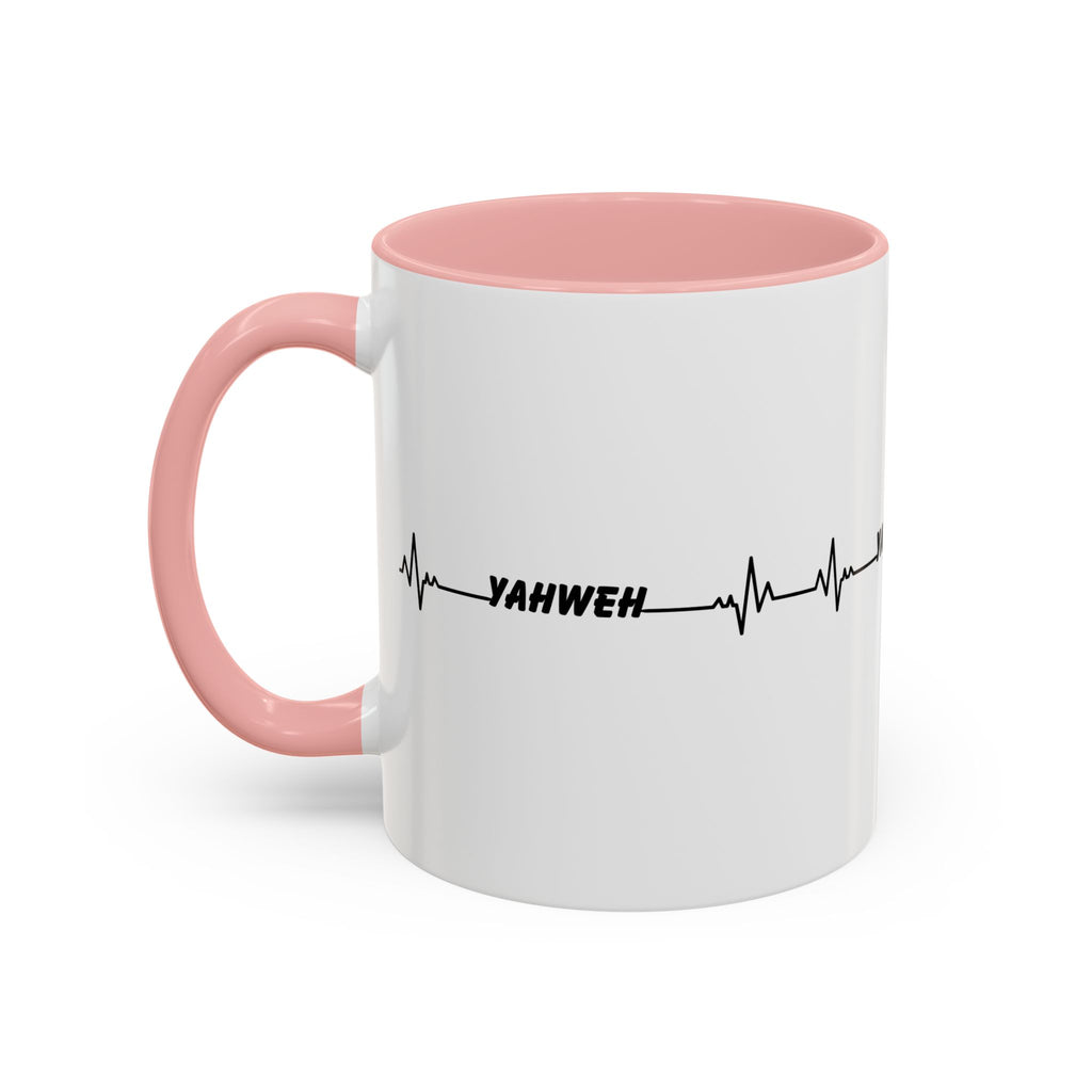 Yahweh Heartbeat Accent Coffee Mug — Christian Faith Prayer Gift (11/15oz)