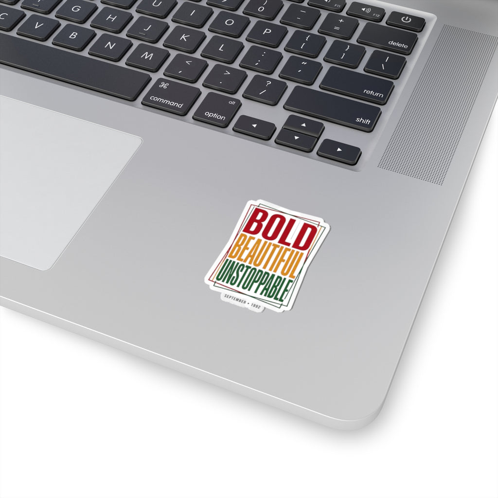 Bold Beautiful Unstoppable Sticker | Juneteenth Pan-African Colors, Freedom Message