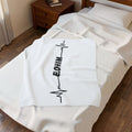Velveteen Plush Blanket — Minimal 'ELOHIM' Heartbeat Design, Soft Cozy Throw for Home & Gift