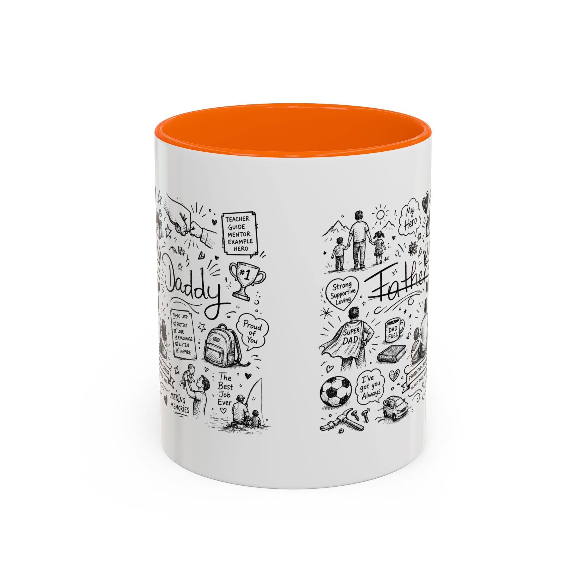 Father/Daddy Illustrated Memory Coffee Mug — Black Accent 11/15oz