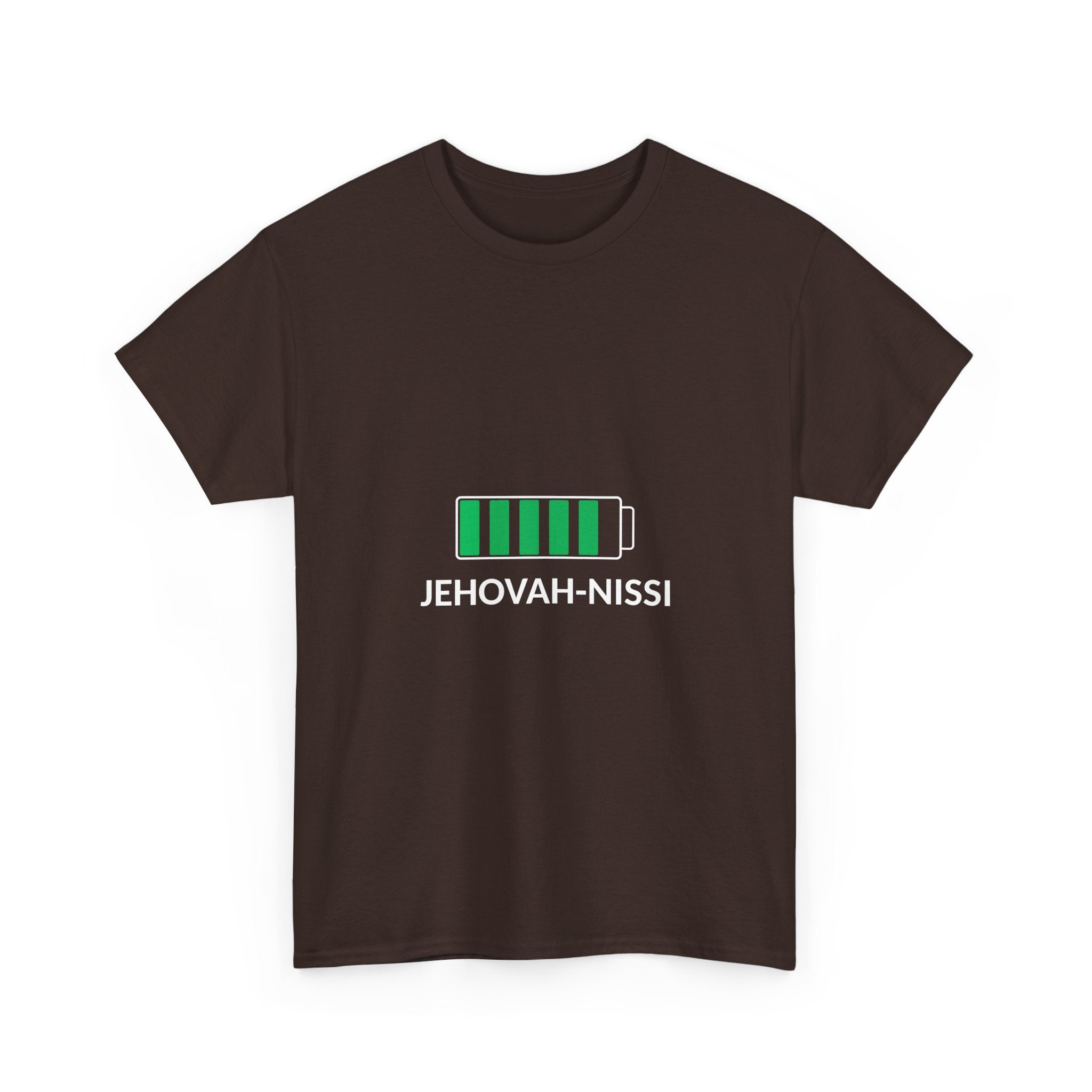 Jehovah-Nissi Battery Tee — Christian Faith Graphic T-Shirt