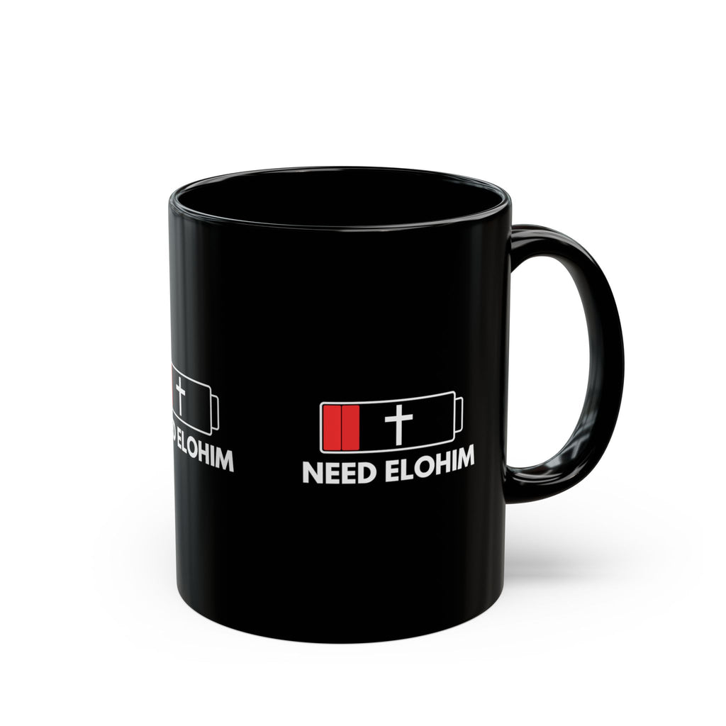 Need Elohim Black Mug – Low Battery Cross Graphic Coffee Cup (11oz/15oz)