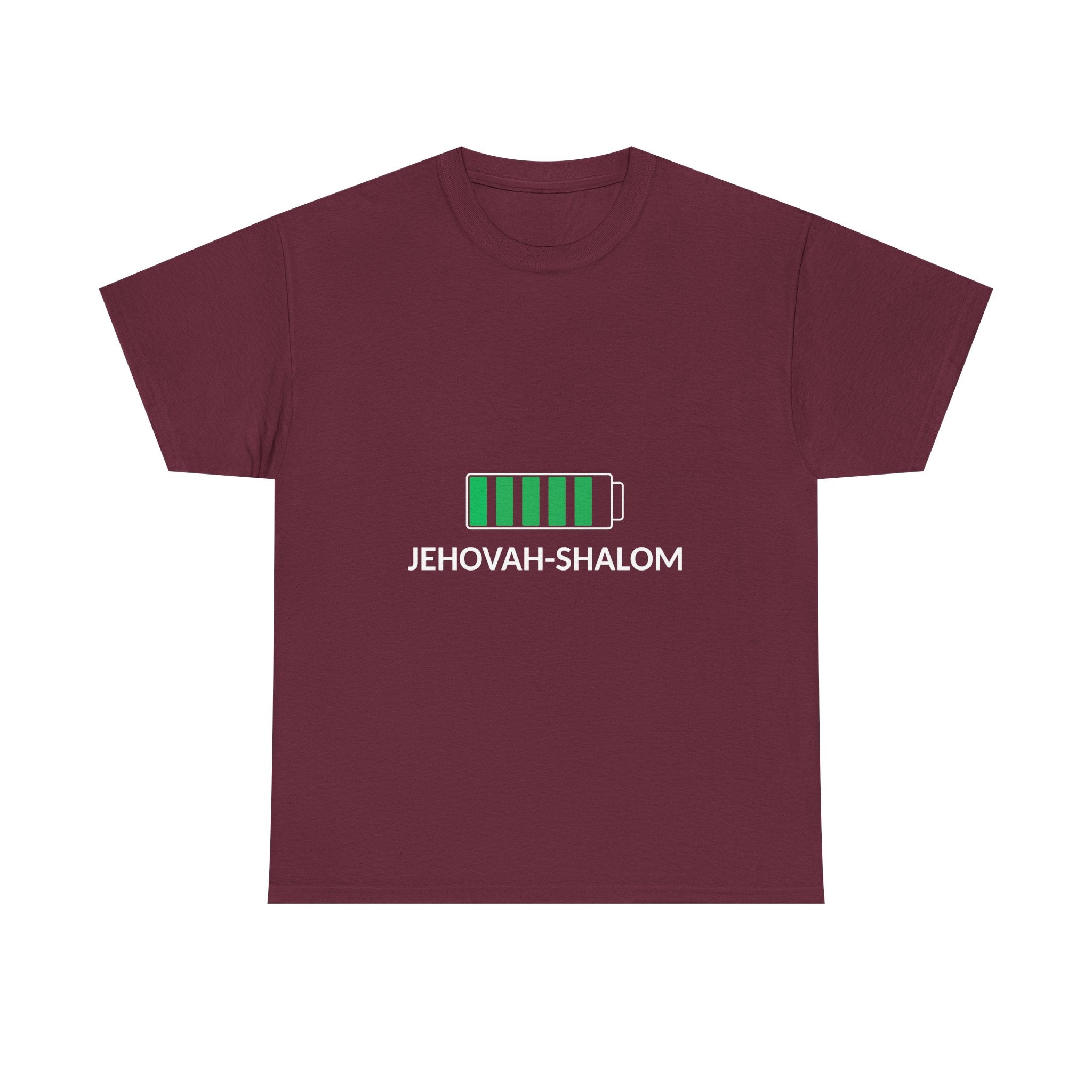 Jehovah-Shalom Battery Graphic Tee — Christian Faith Peace T-Shirt
