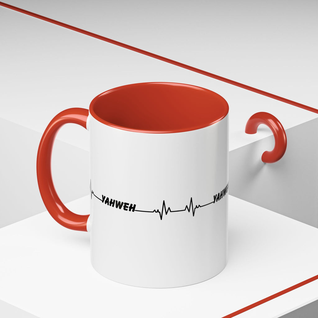 Yahweh Heartbeat Accent Coffee Mug — Christian Faith Prayer Gift (11/15oz)