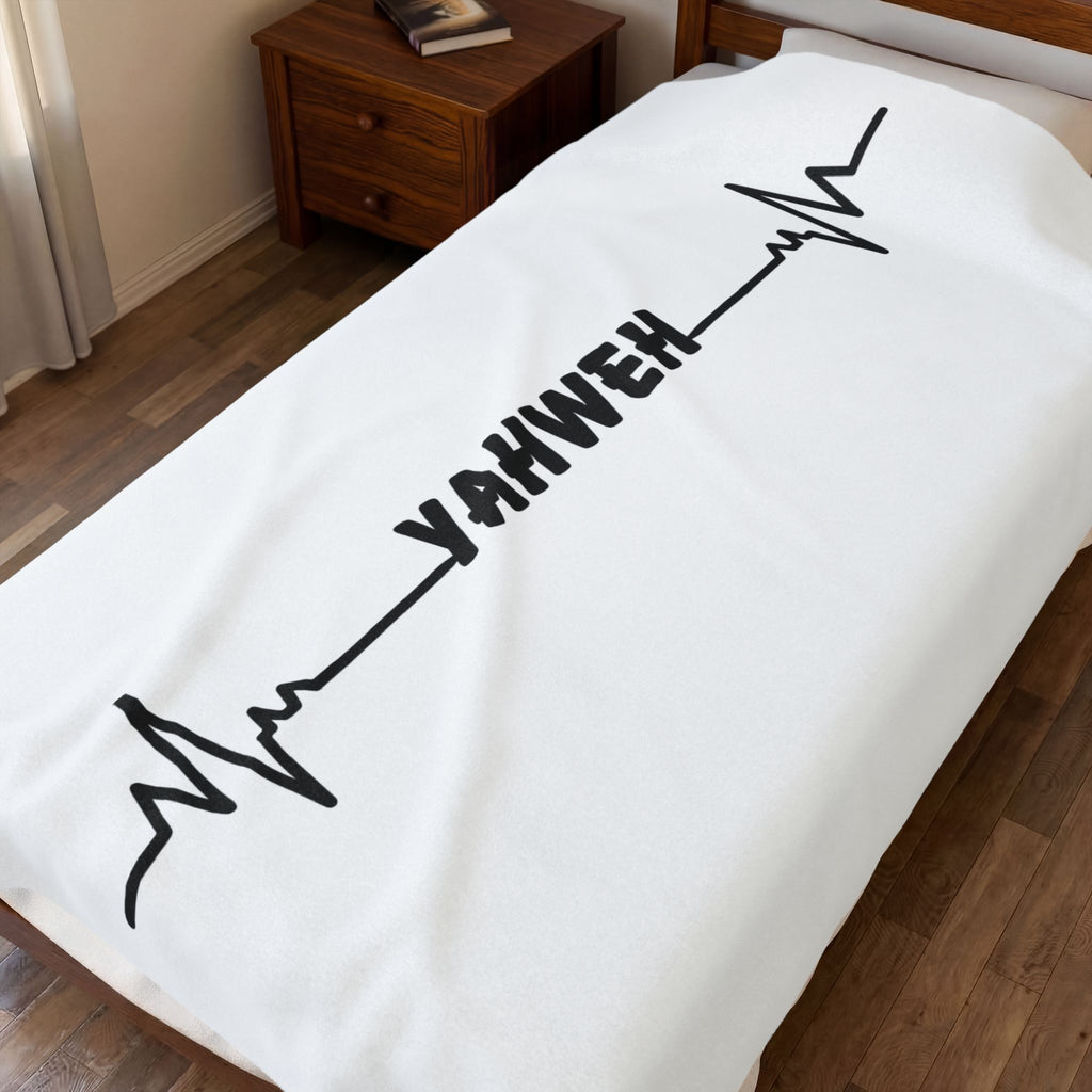 Yahweh Heartbeat Velveteen Plush Blanket — Religious Scripture Comfort Throw