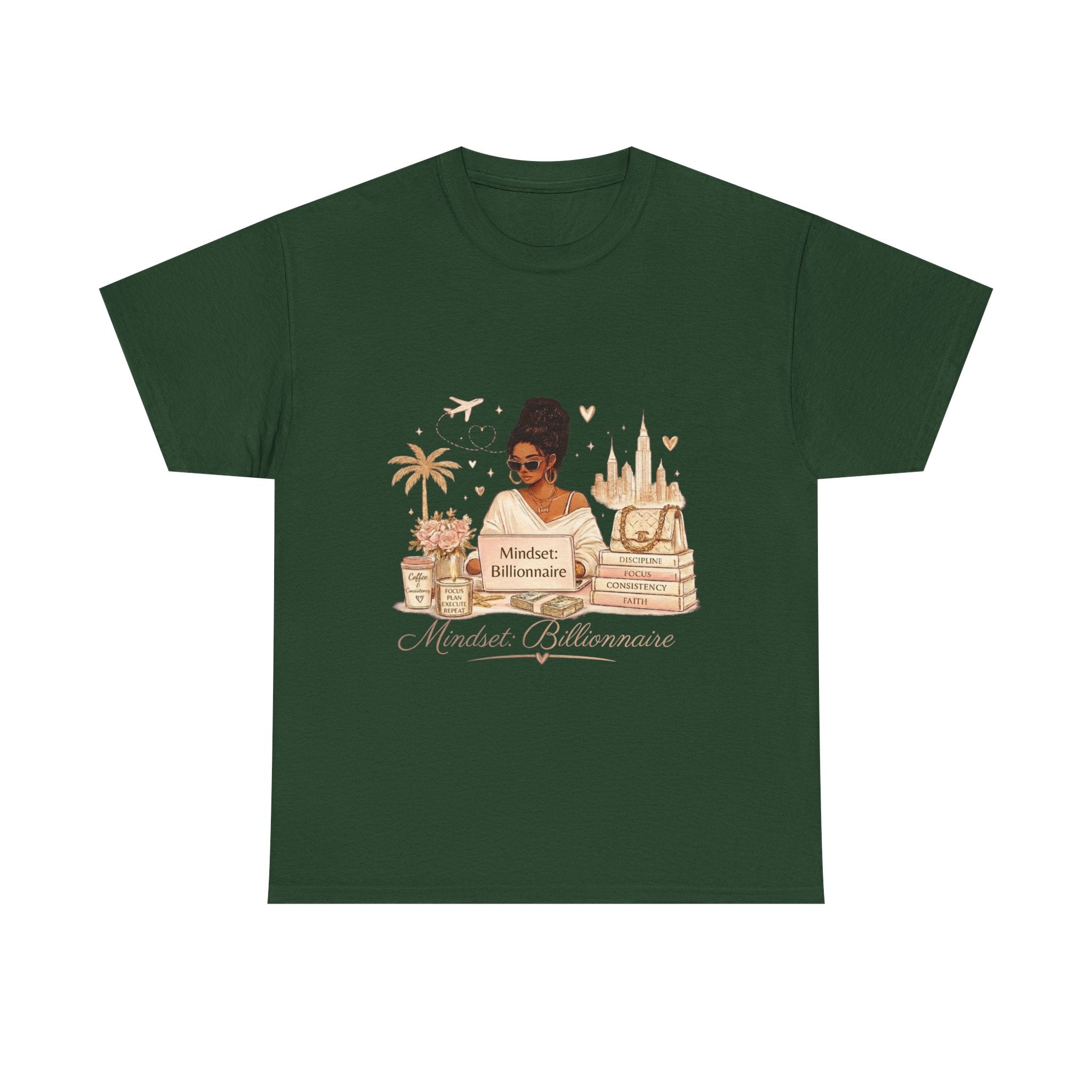 Mindset Millionaire Graphic Tee — Luxe Travel & Fashion Illustration Shirt