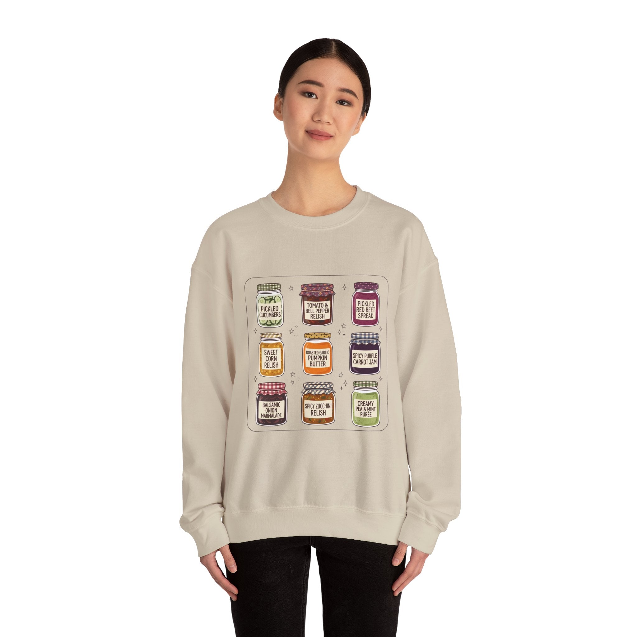 Vintage Jam Jars Sweatshirt | Retro Food Graphics, Hand-Drawn Pantry Art
